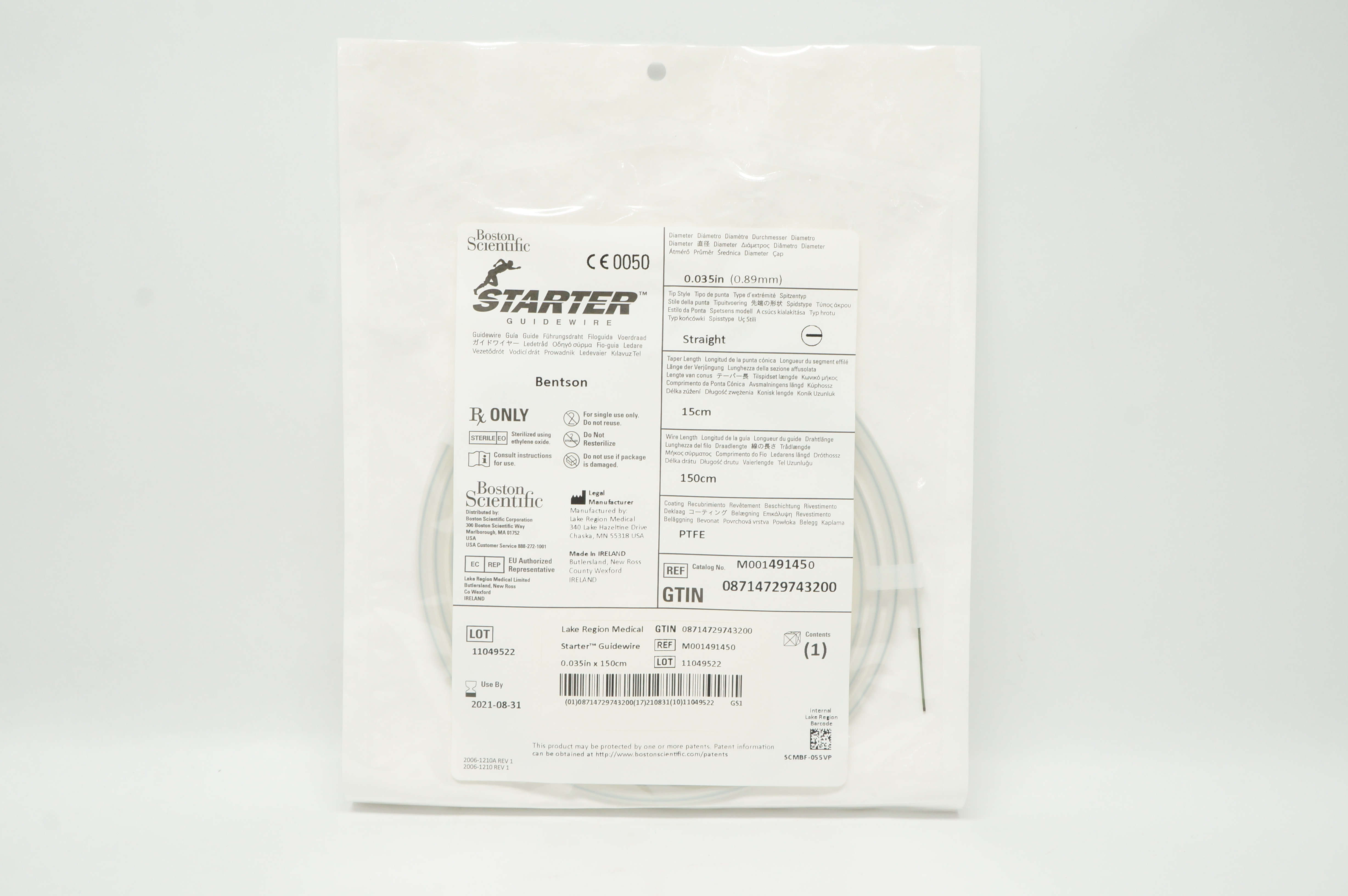 Boston Scientific 49145 Starter Guidewire 0.035inch 15cm 150cm (x)