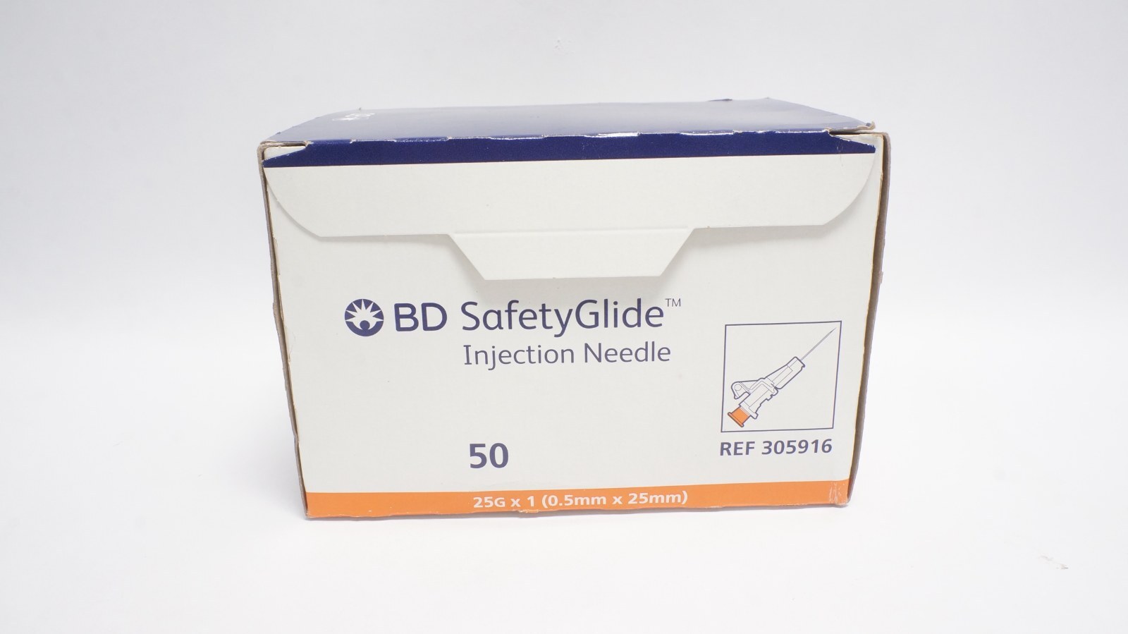 BD 305916 SafetyGlide Injection Needle 25G x 1 (0.5mm x 25mm) - box of 50