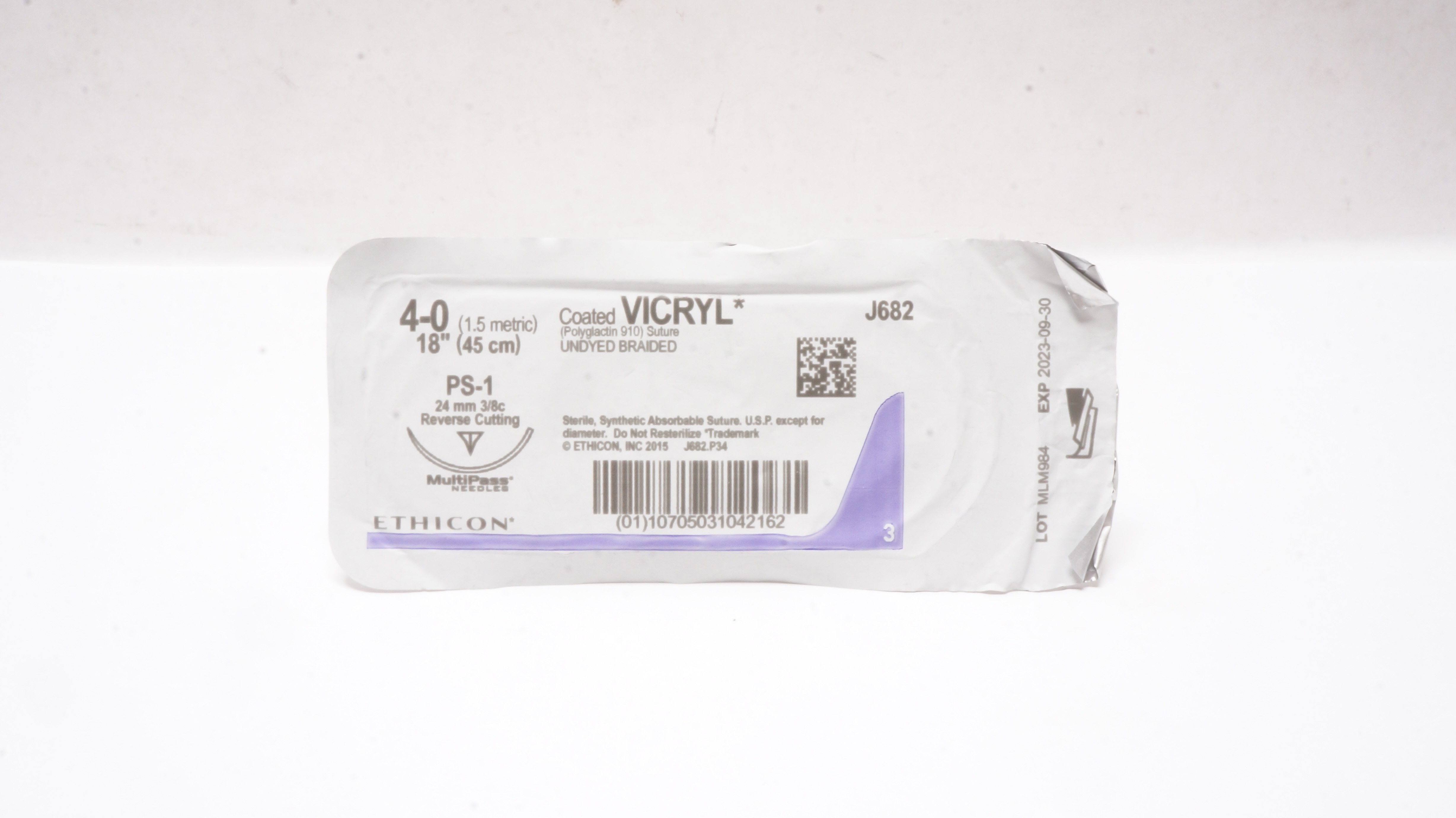 Ethicon J682 Coated VICRYL 910 Stre PS-1 24mm 3/8c Reverse Cutting 18 inch