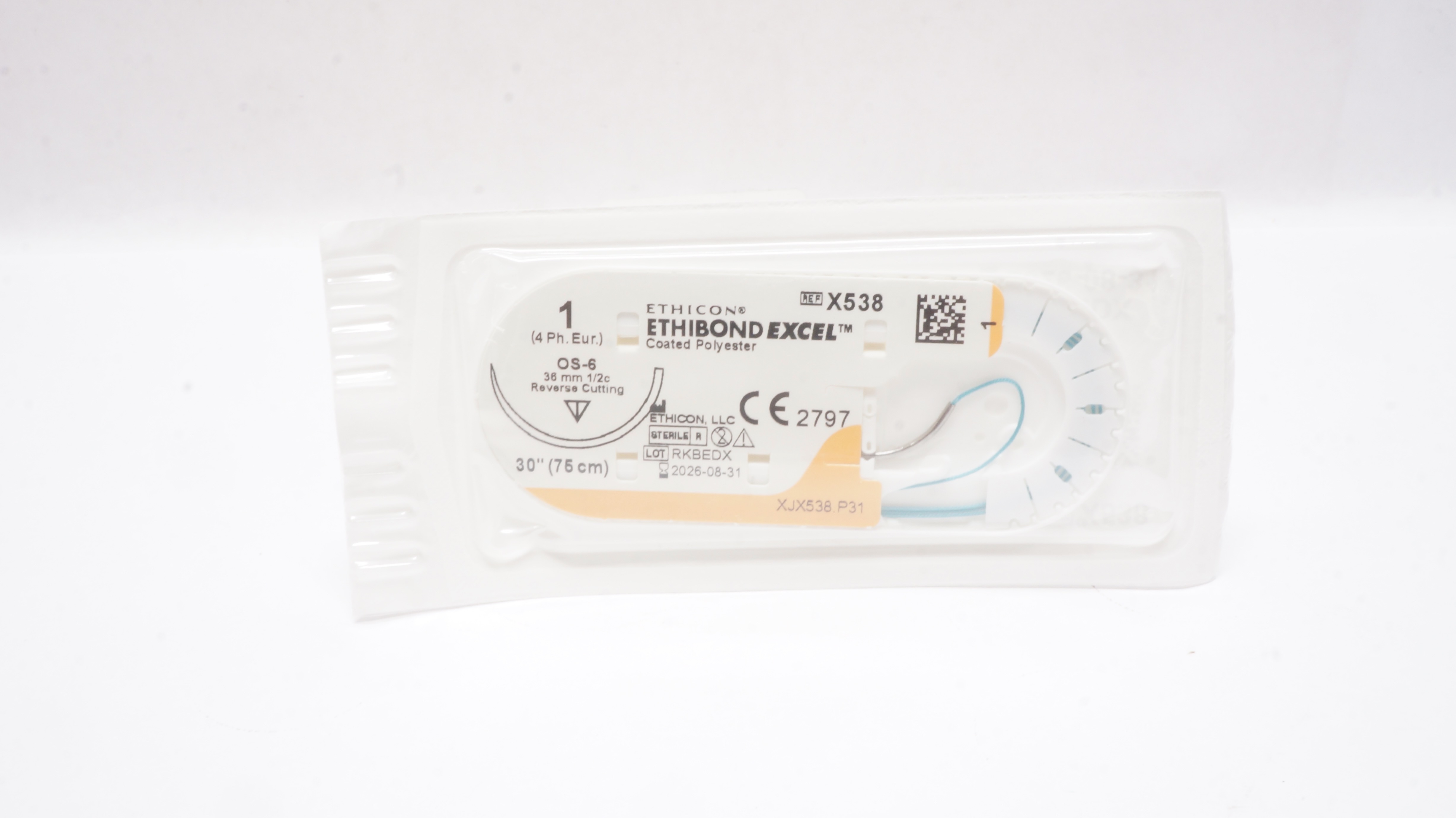 Ethicon X538 1 ETHIBOND EXCEL Stre OS-6 36mm 1/2c Reverse Cutting 30inch