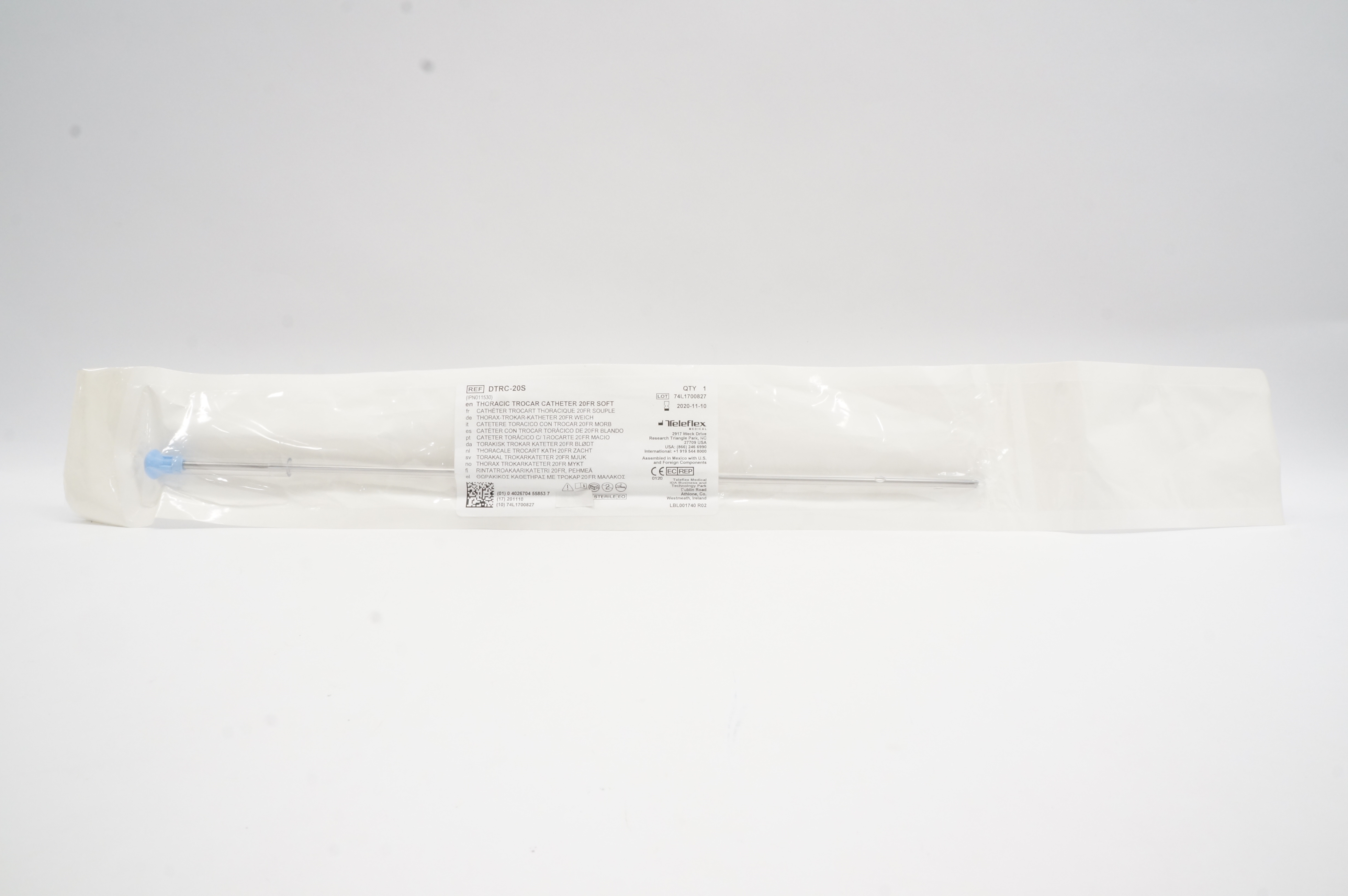 Teleflex DTRC-20S Thoracic Trocar Catheter Soft 20Fr (x)