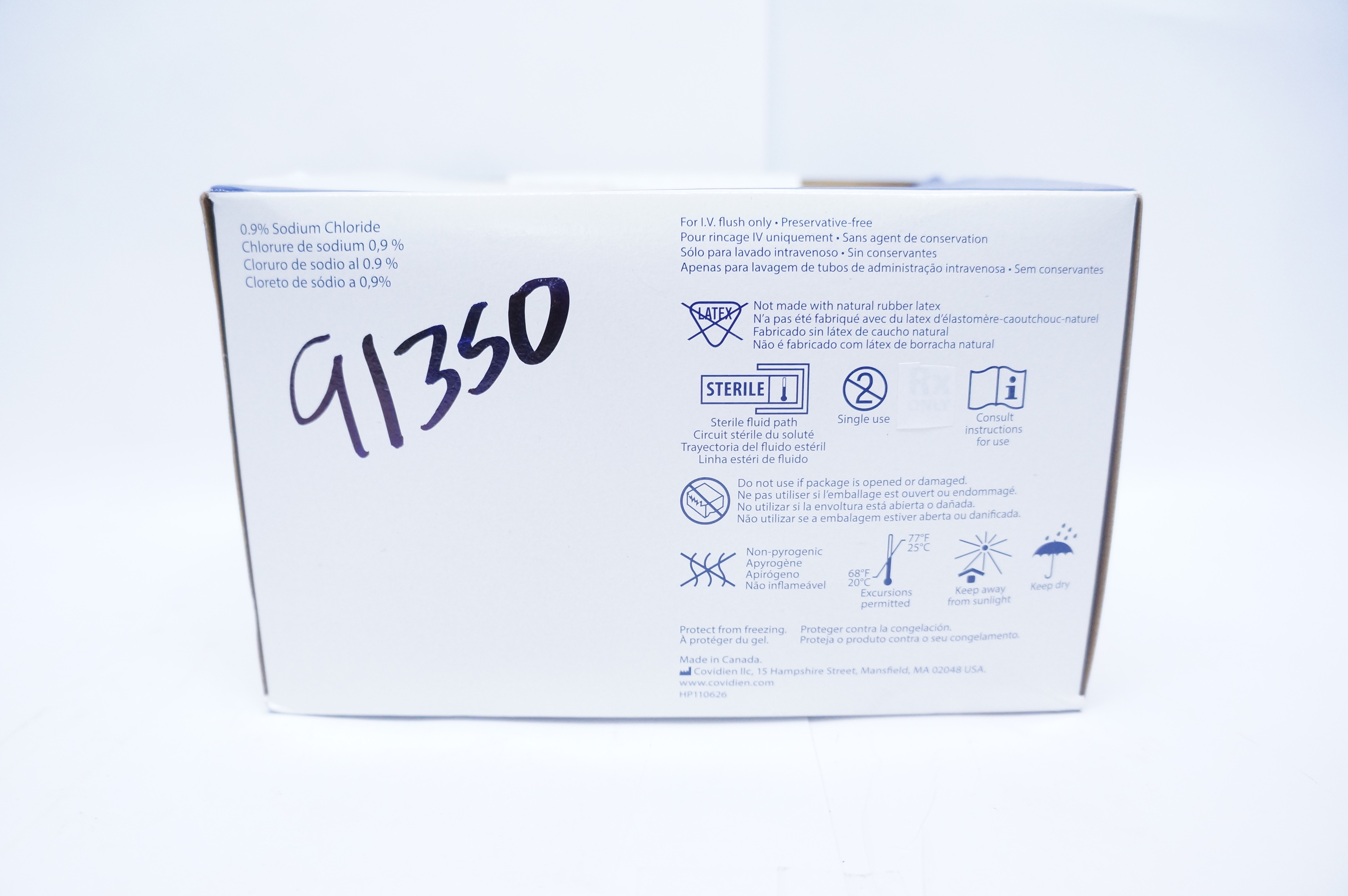 Covidien 8881570300 0.9% Sodium Chloride Flush Syringe 2.5mL Fill-Box of 30