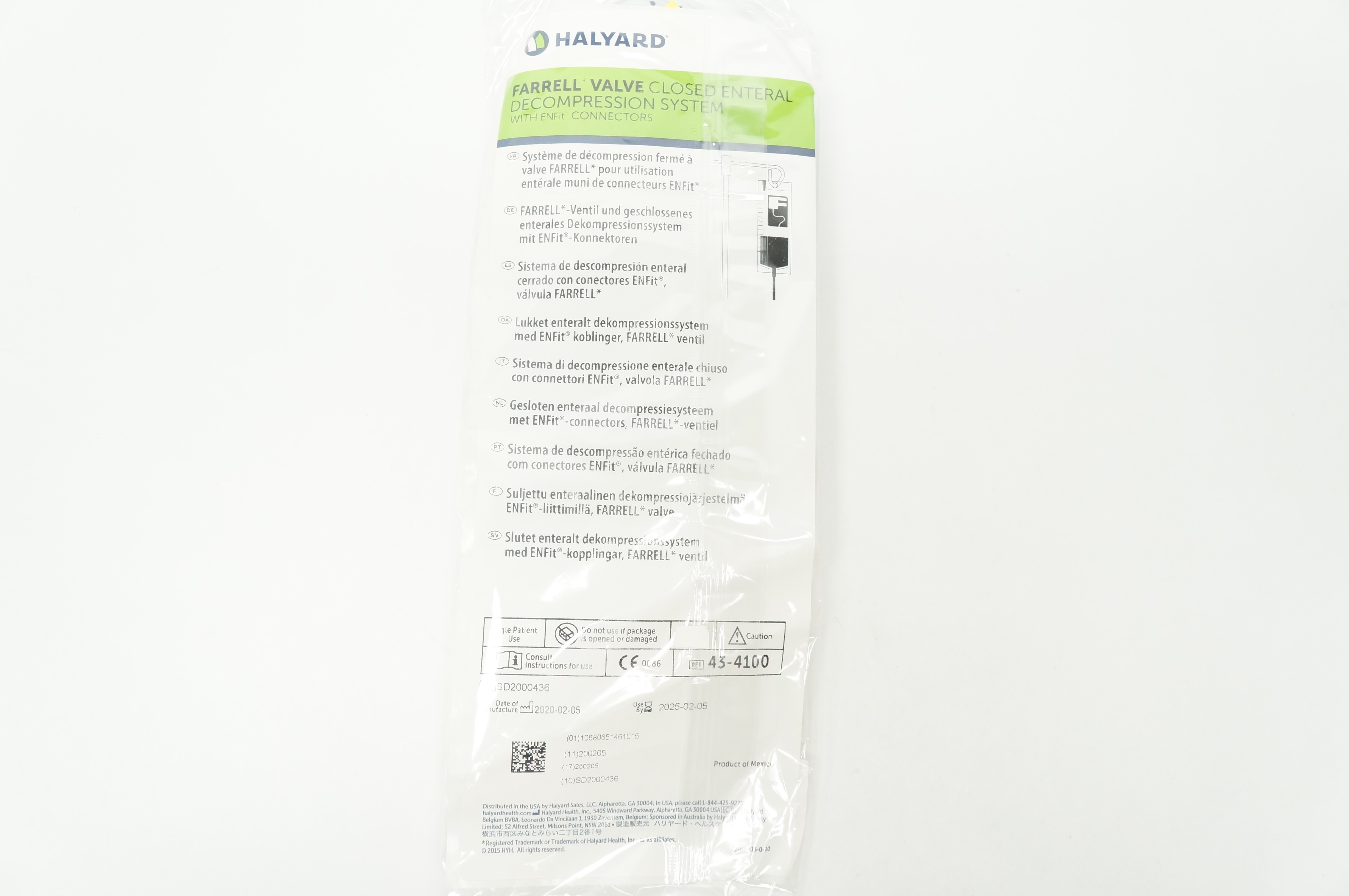 Halyard 43-4100 Farrel Valve Closed Enteral Decompression System