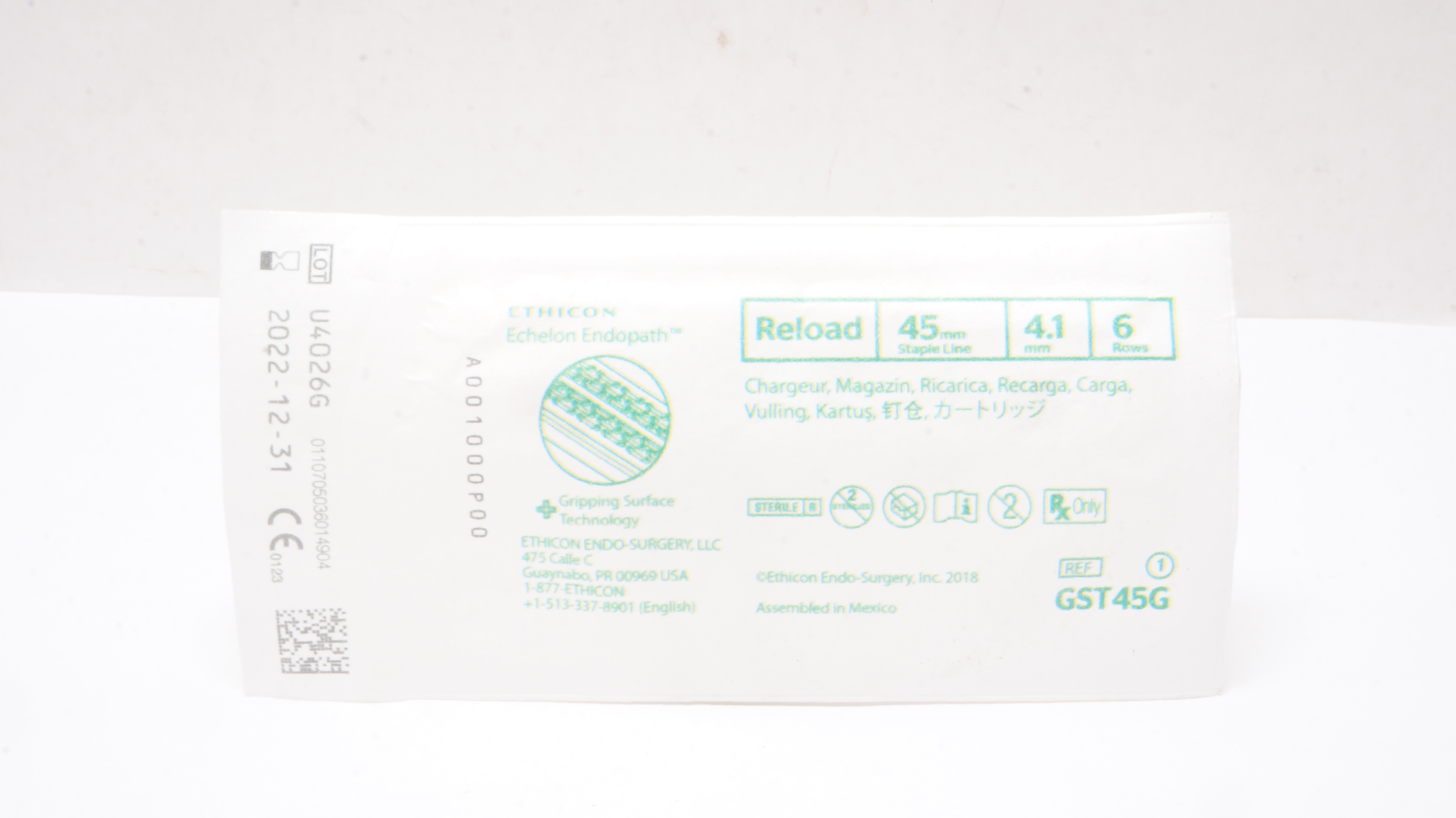 Ethicon GST45G Echelon Endopath Reload 45mm Staple Line 6 Rows, 4.1mm (x)