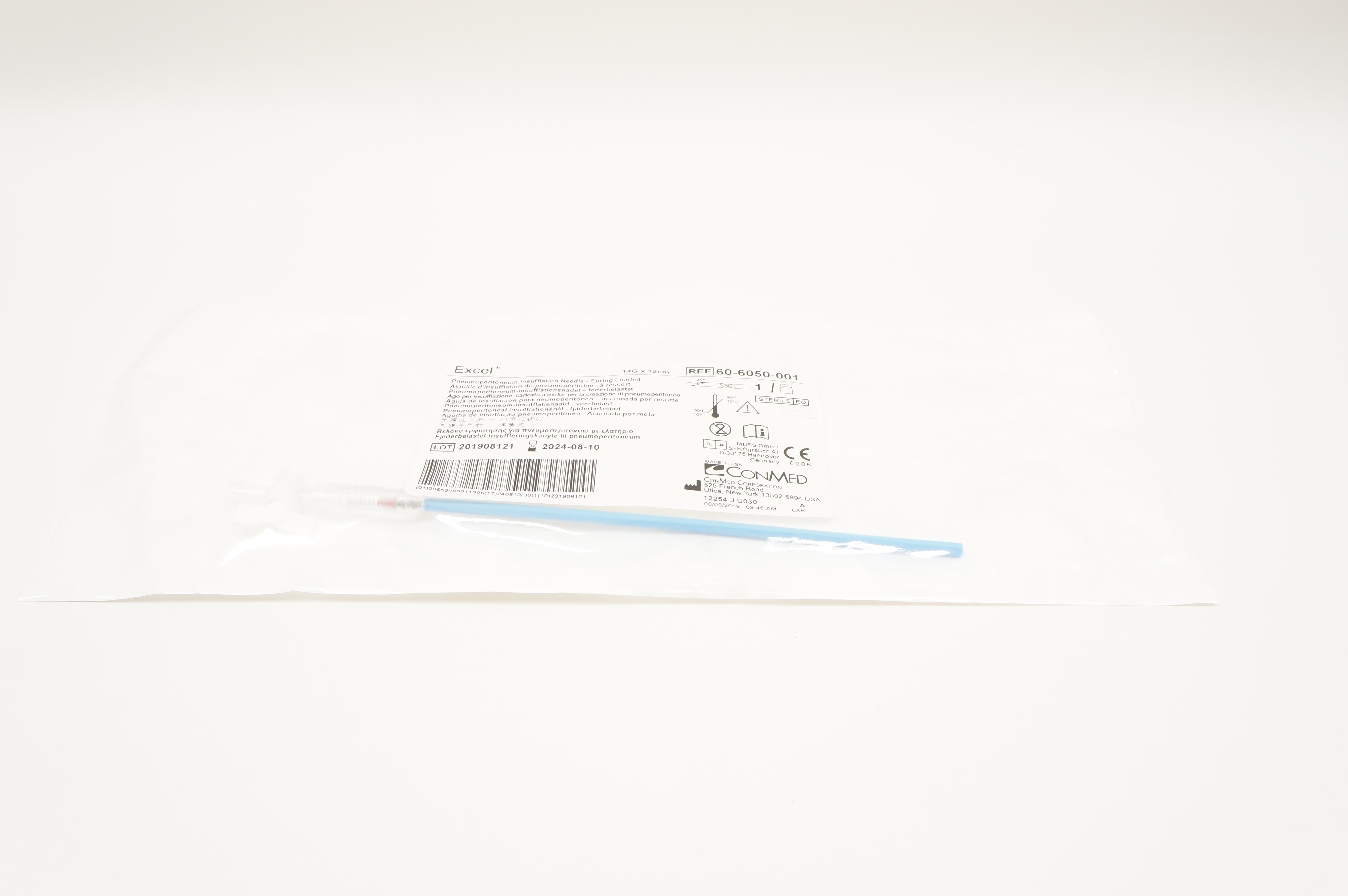 ConMed 60-6050-001 Excel Pnemoperitoneum Insuflation Ndle 14G x 12cm