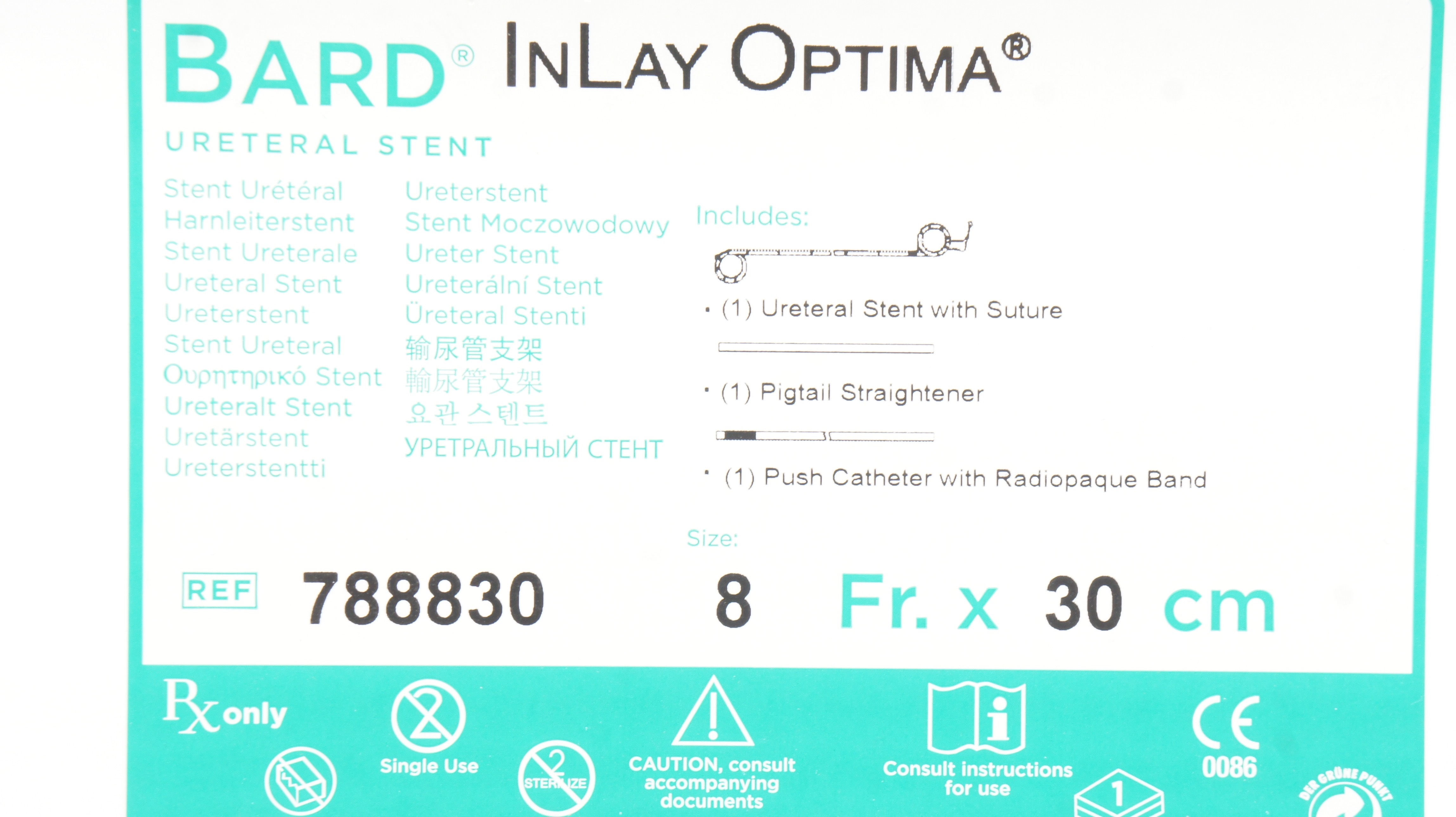 Bard 788830 InLay Optima Ureteral Stnt 8Fr x 30cm (x)