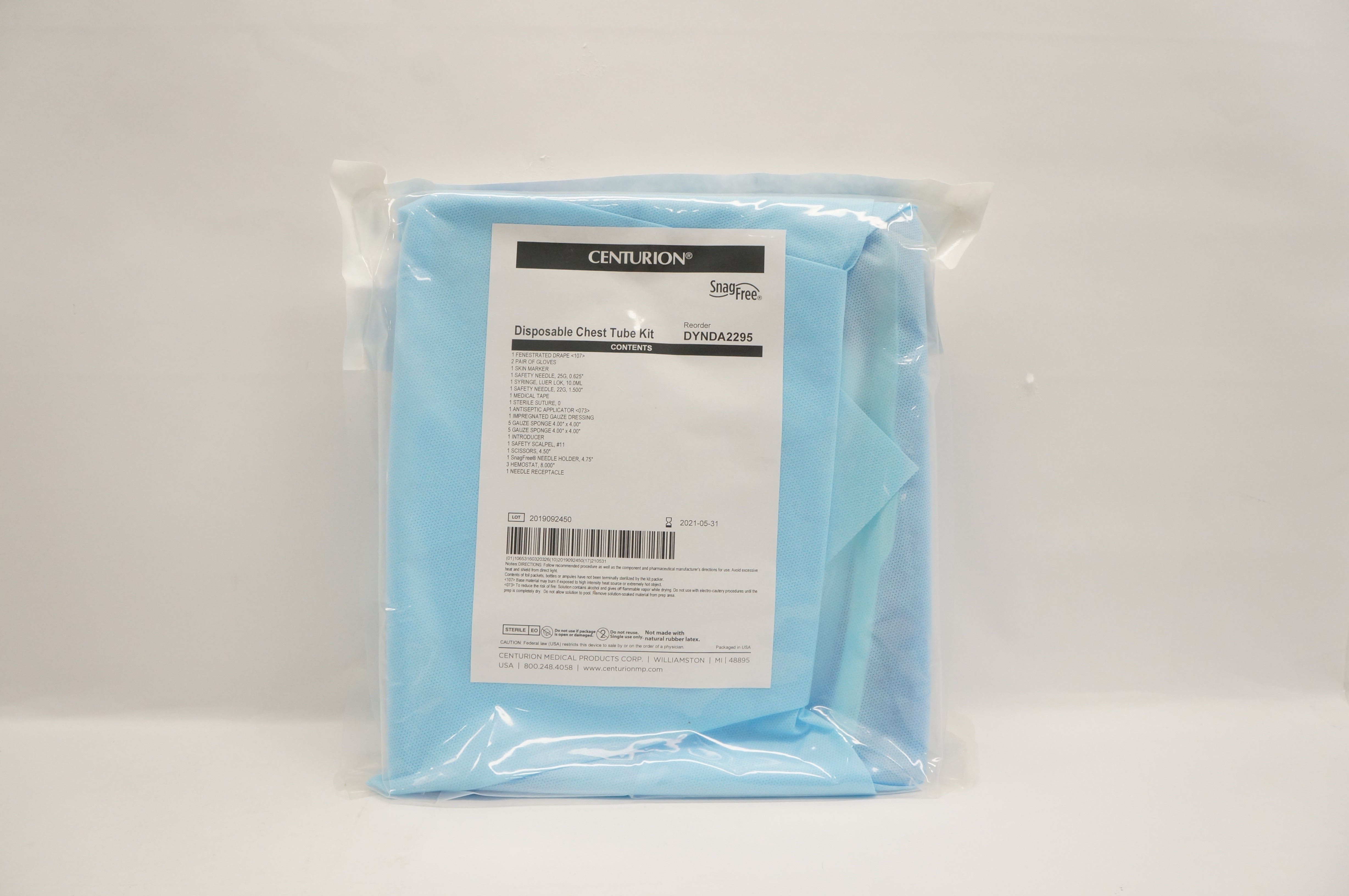 Centurion Medical DYNDA2295 Disposable Chest Tube Kit (x)