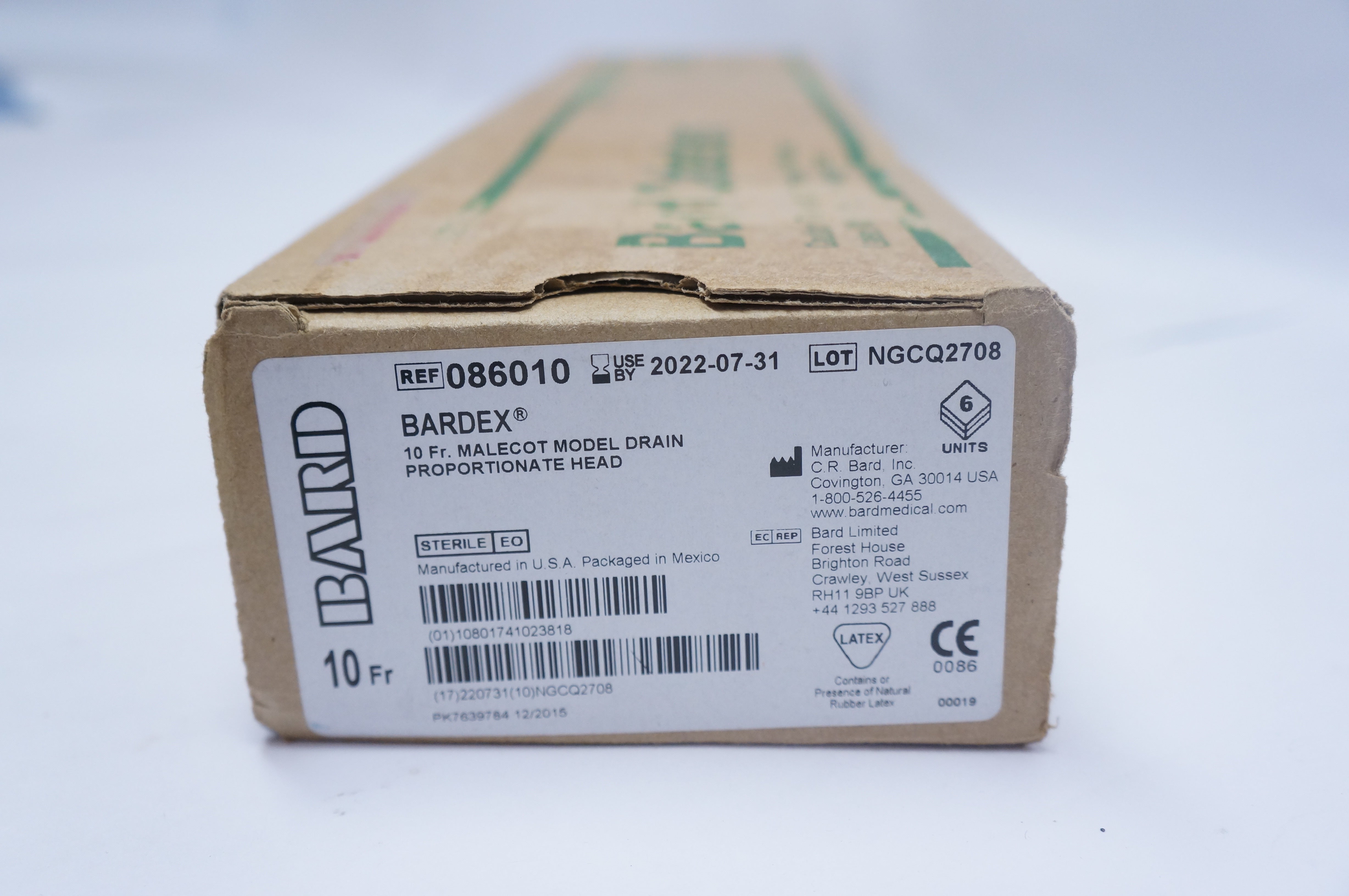 Bard 086010 Bardex 10Fr. Malecot Model Drain Proportionate Head - Box of 6