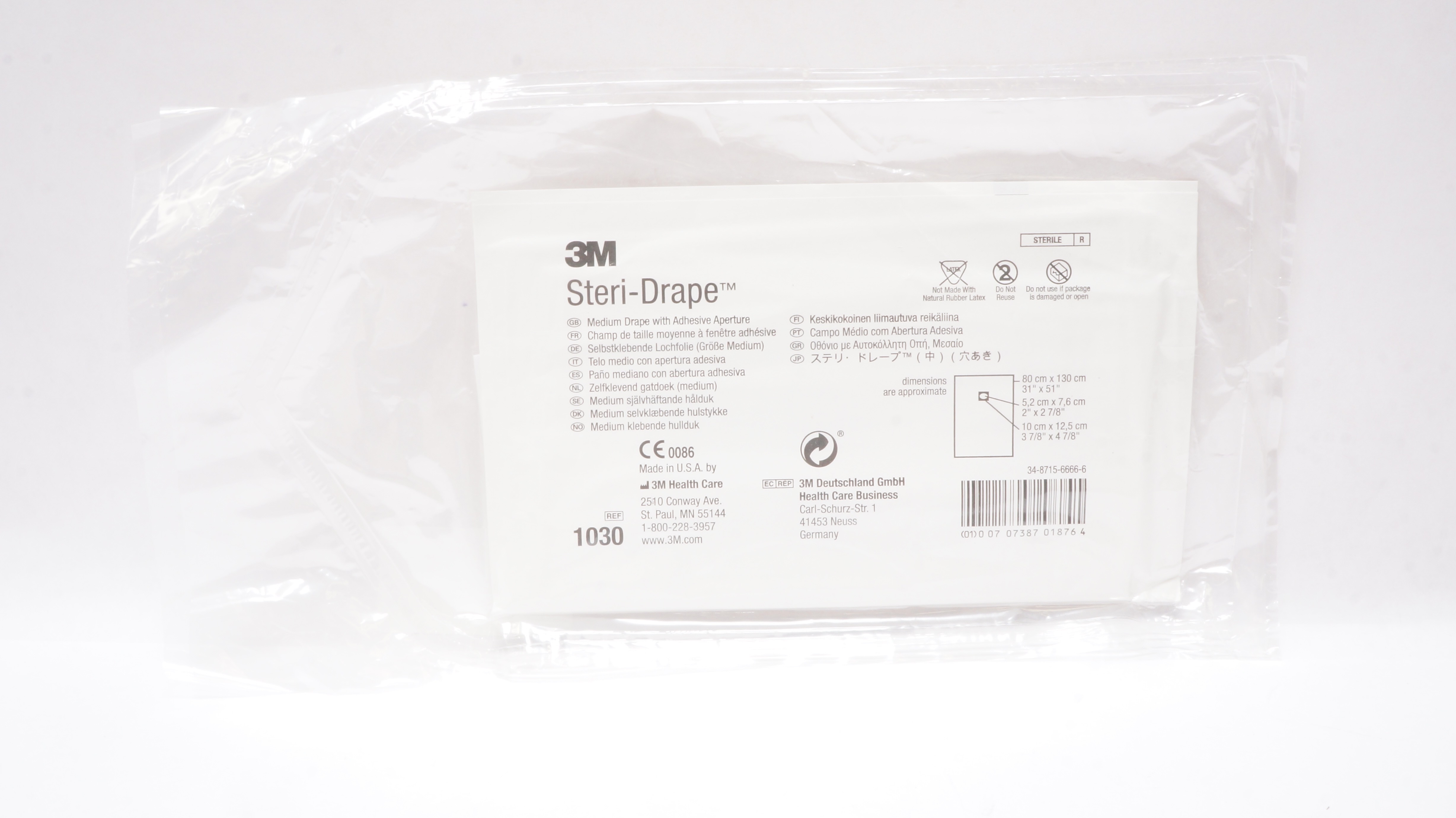3M 1030 Steri-Drape Medium Drape with Adhesive Aperture 31inch x 51inch