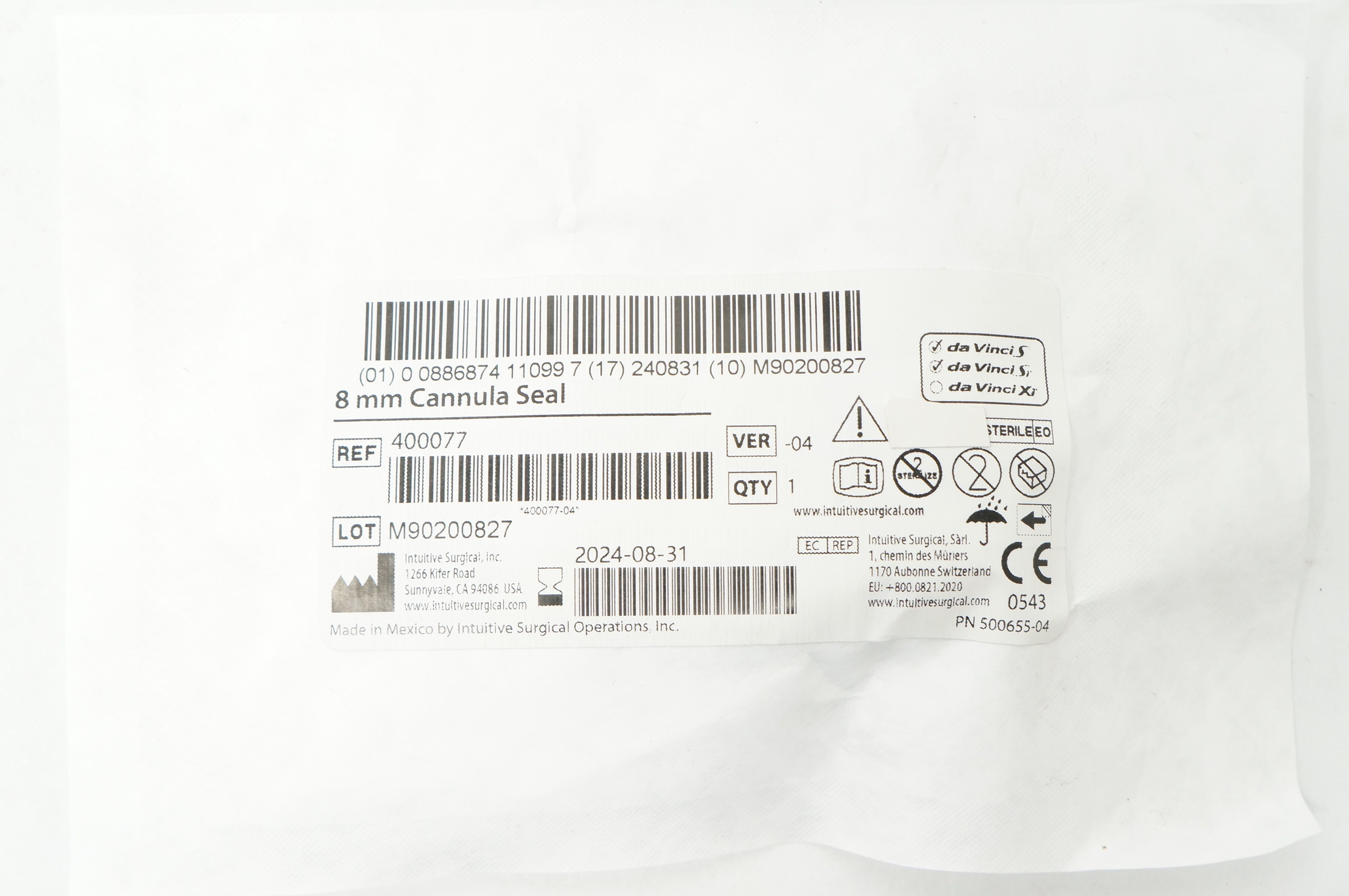 Intuitive Surgical 400077 Cannula Seal 8mm