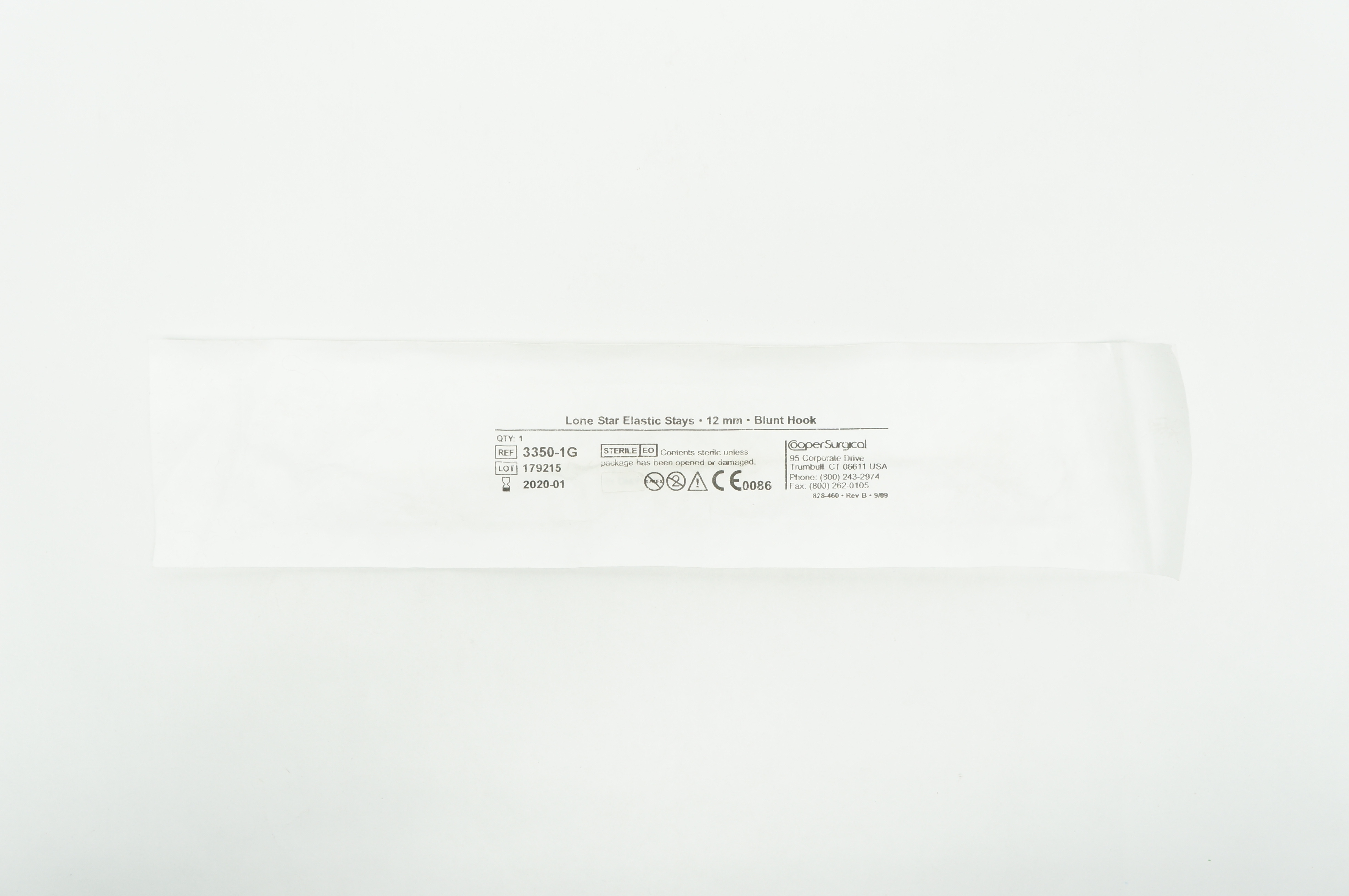 Cooper Surgical 3350-1G Lone Star Elastic Stays 12mm, Blunt Hook