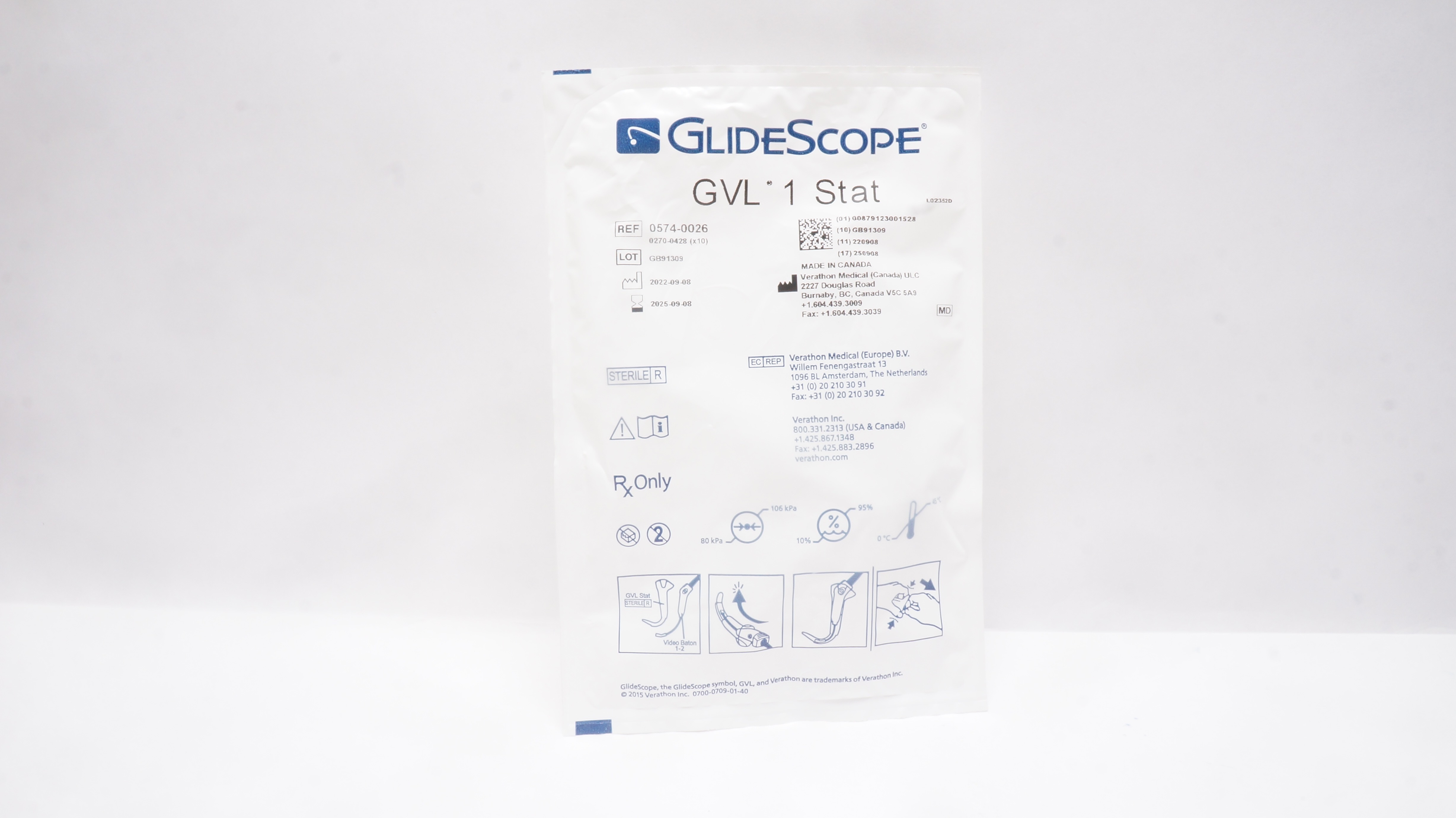 Verathon Medical 0574-0026 GlideScope GVL 1 Stat Video Laryngoscope