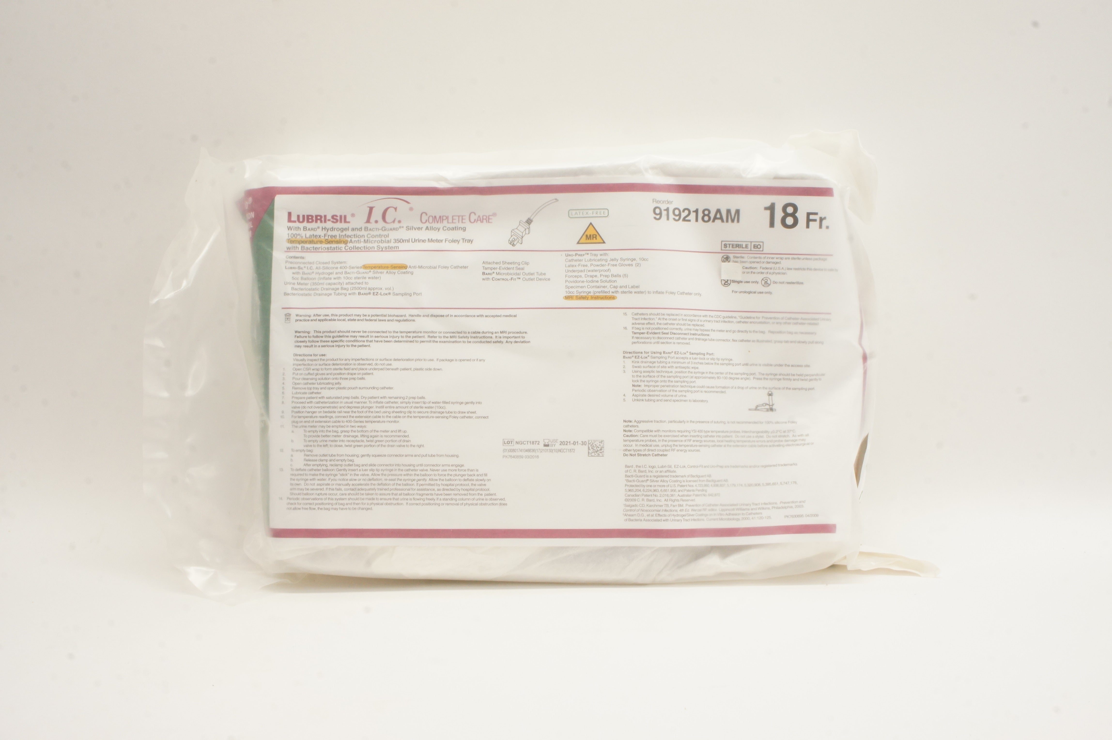 Bard 919218AM Lubri-Sil Complete Care Temperature-Sensing 18Fr (x)