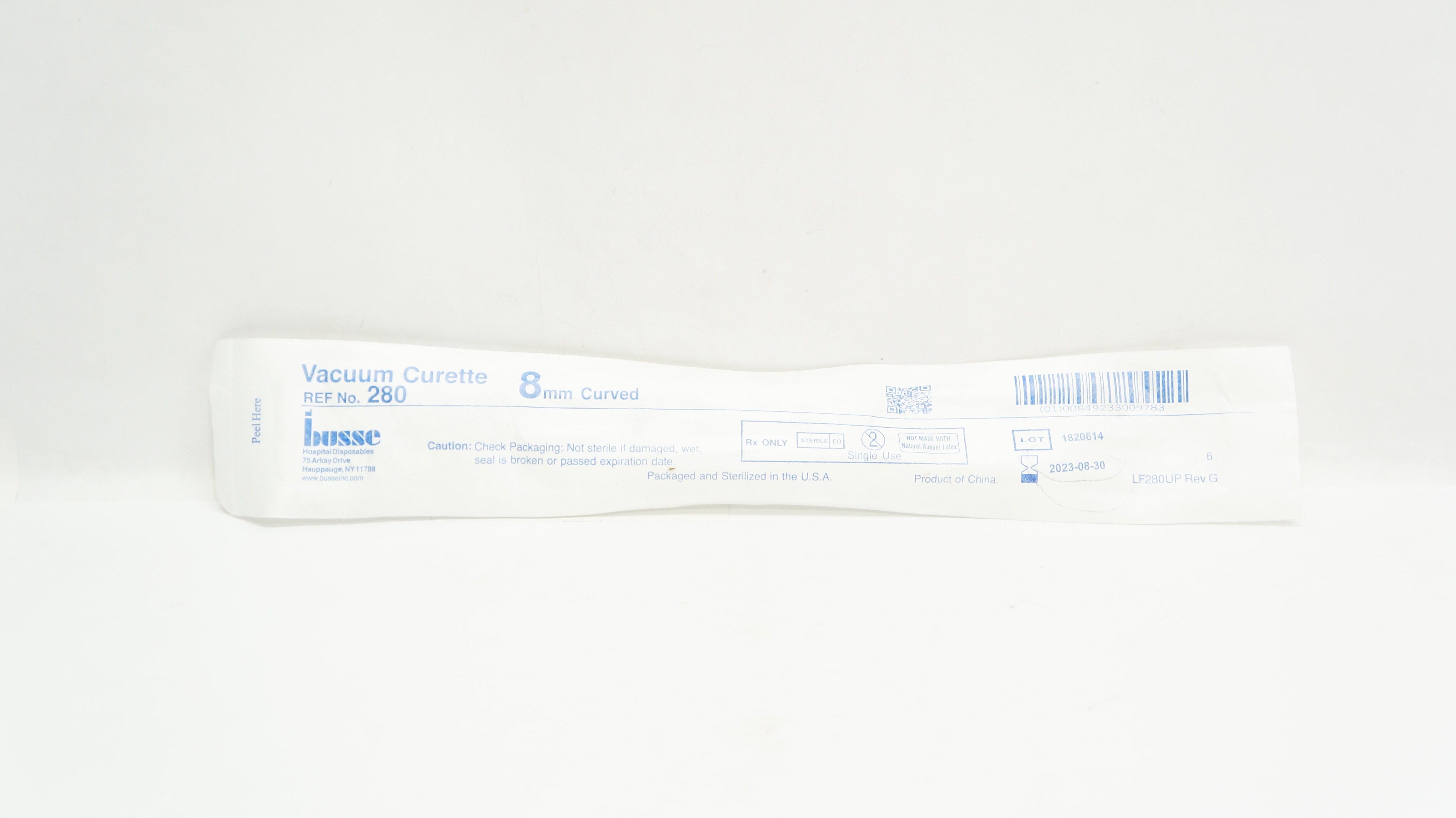 Busse 280 Vacuum Curette, Curved, 8mm (x)