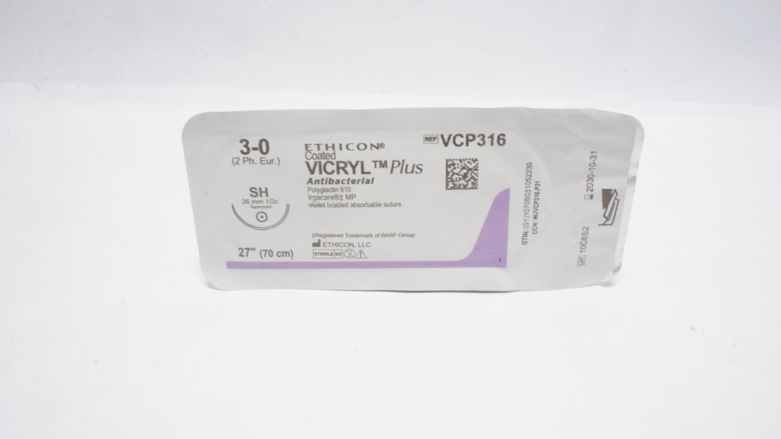 Ethicon VCP316 Coated VICRYL Plus Antibacterial Suture 3-0 SH