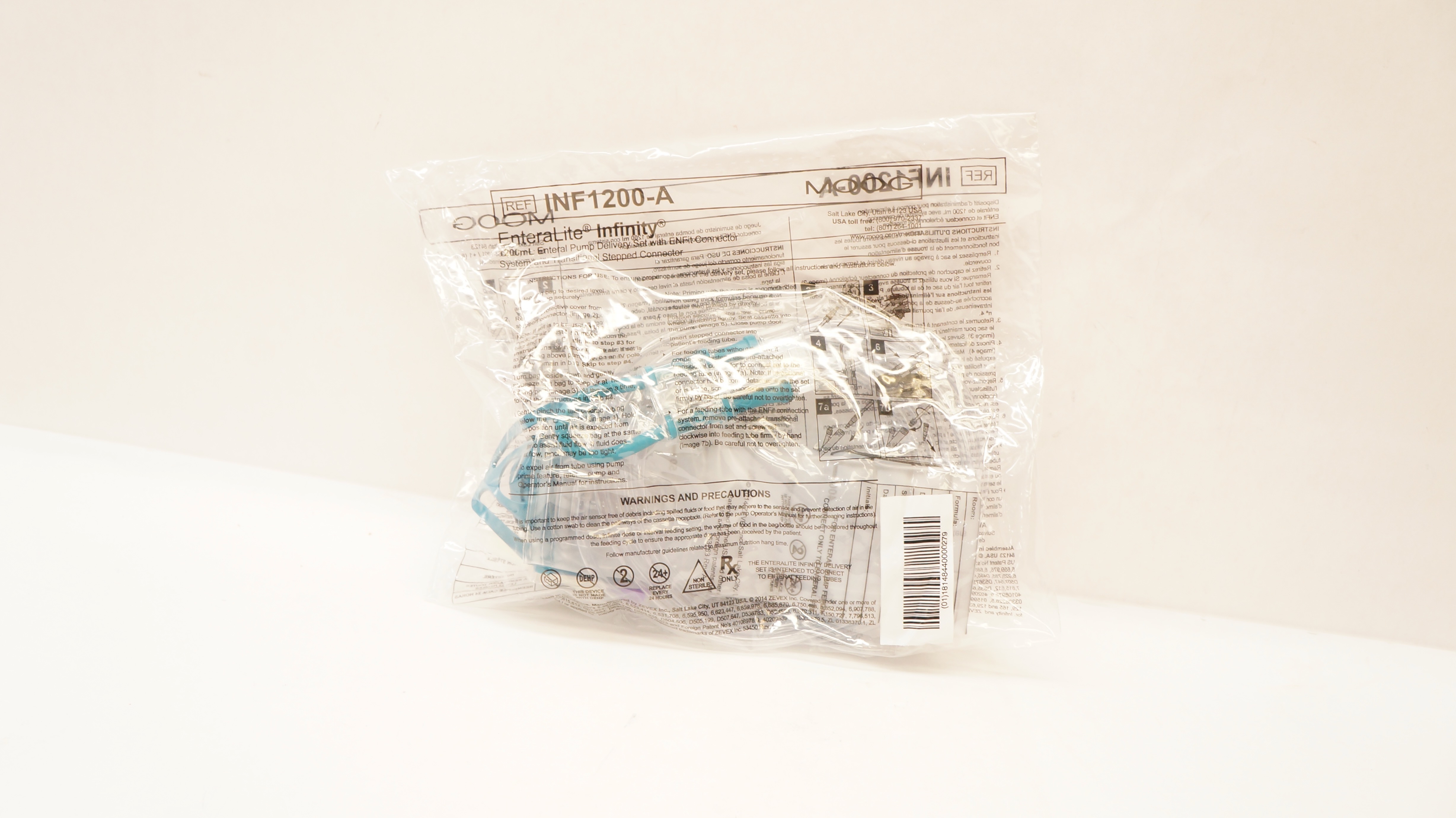 MOOG INF1200-A EnteraLite Infinity 1200ml Enteral Pump Delivery Set w/Connector