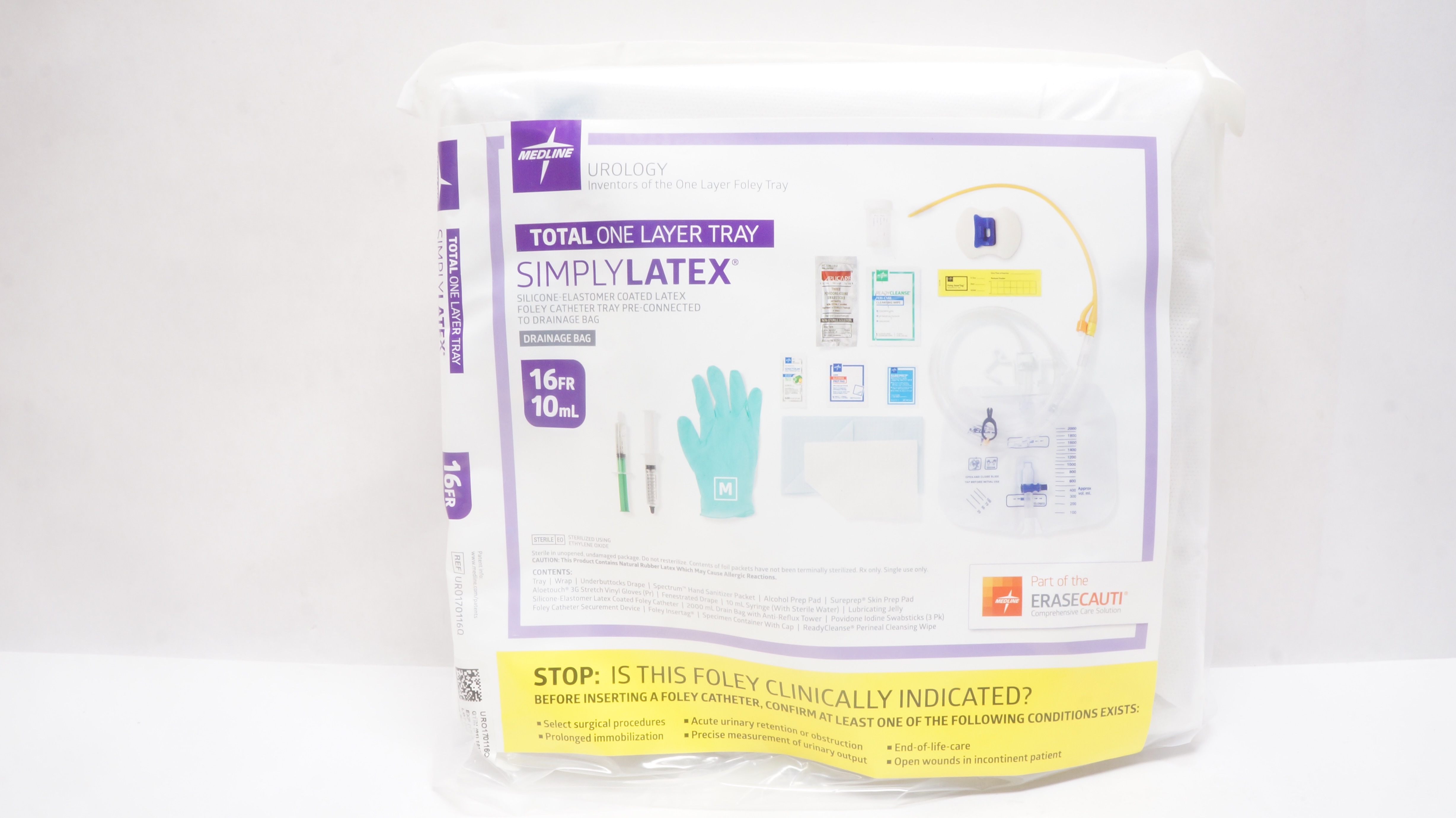 Medline URO1701160  Urologic Simply Latex Drainage Bag 16Fr 10mL (X)