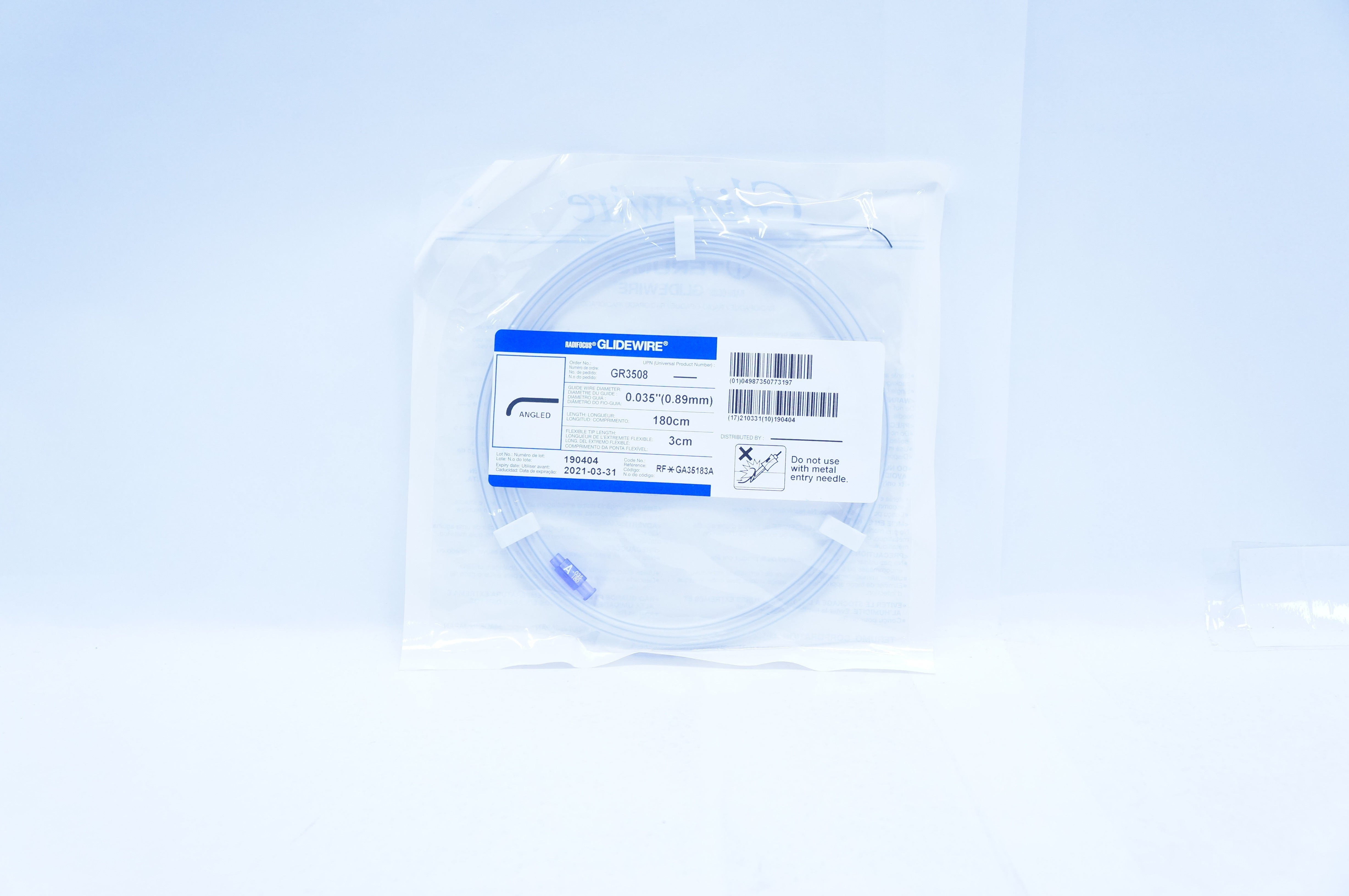 Terumo GR3508 Radifocus Glidewire Angled, 0.035inch x 3cm x 180cm