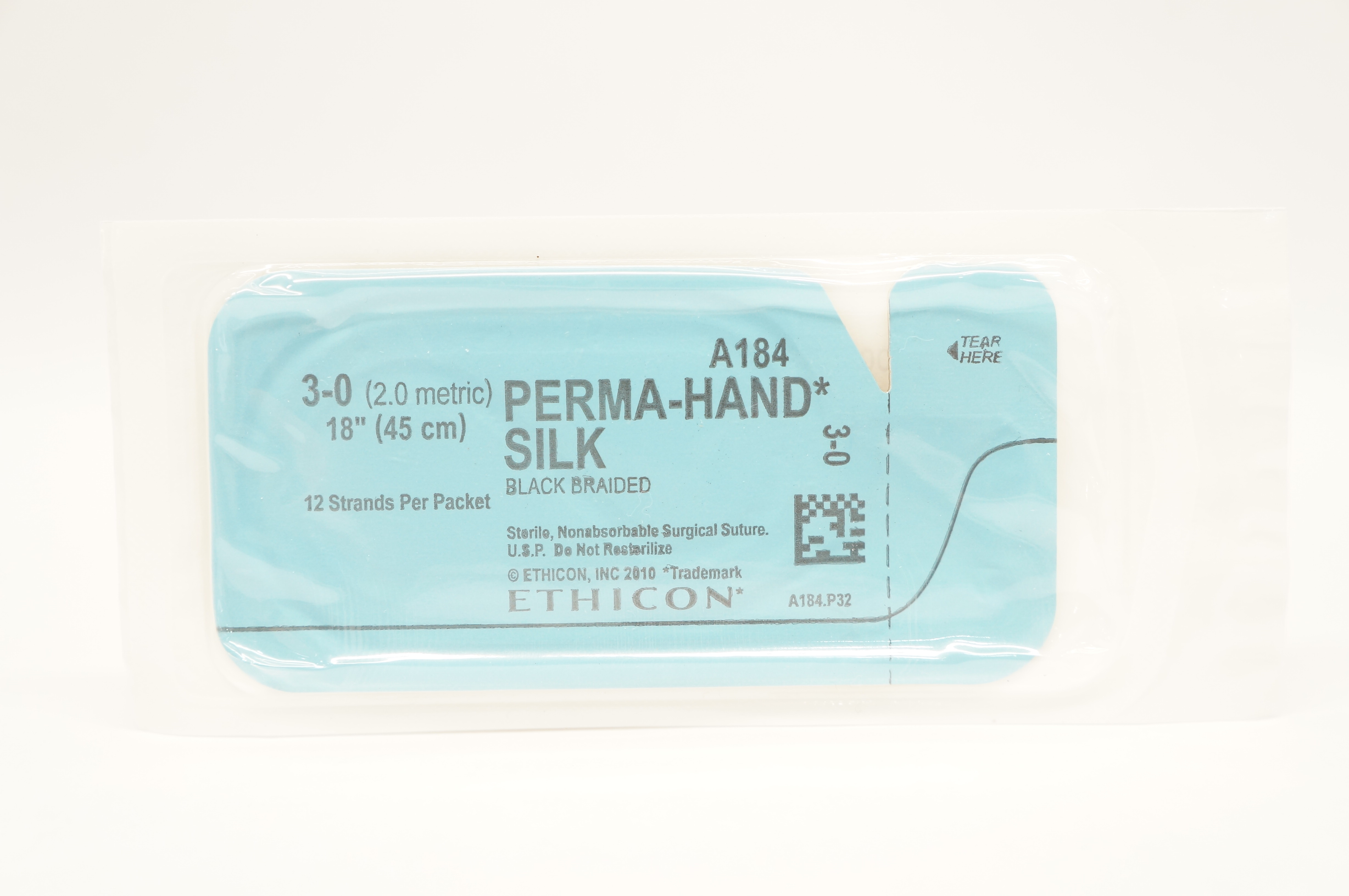 Ethicon A184 3-0 Perma-Hand Silk Surgical Stre Black Braided, 18inch