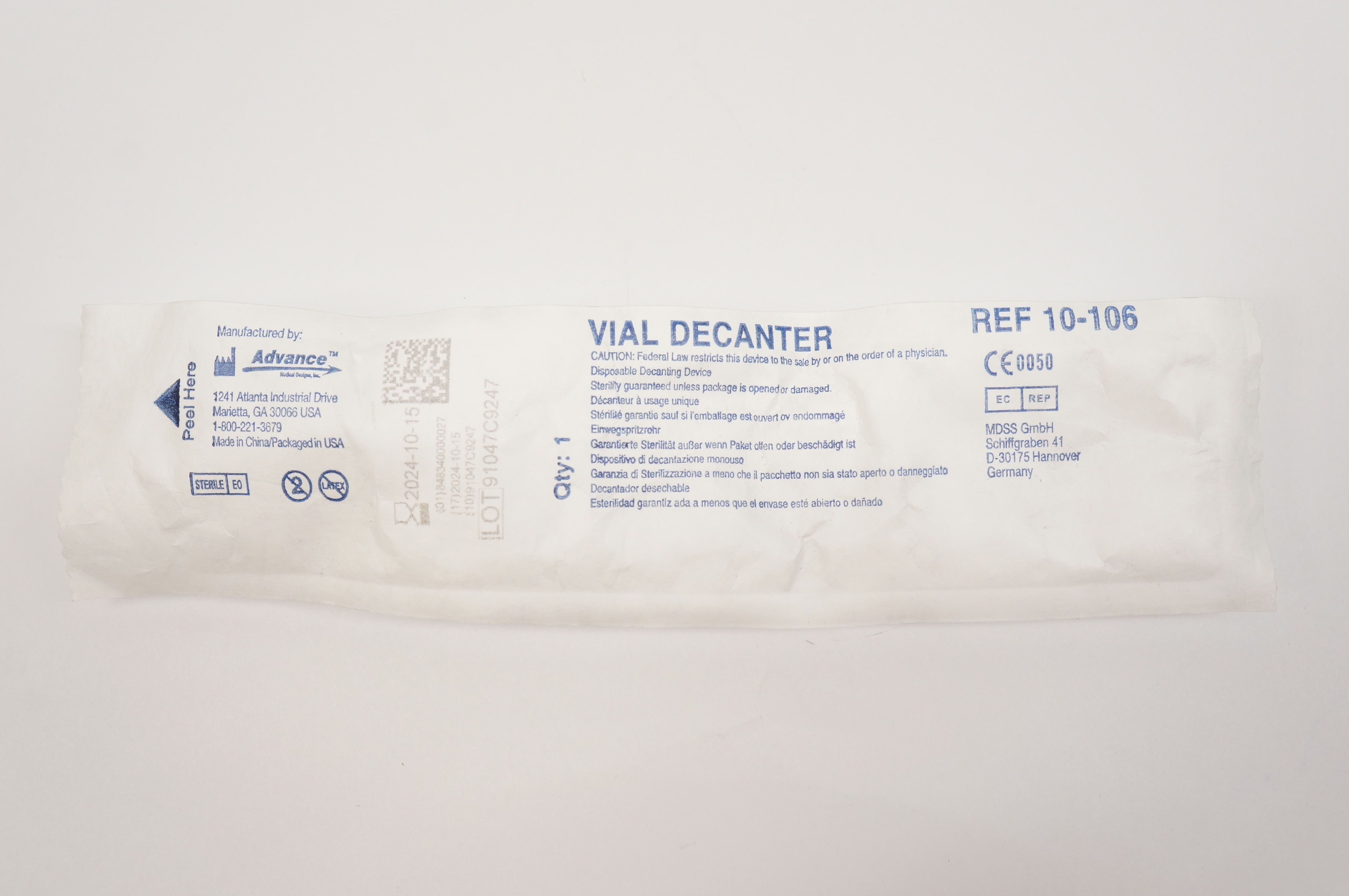 Advance 10-106 Vial Decanter