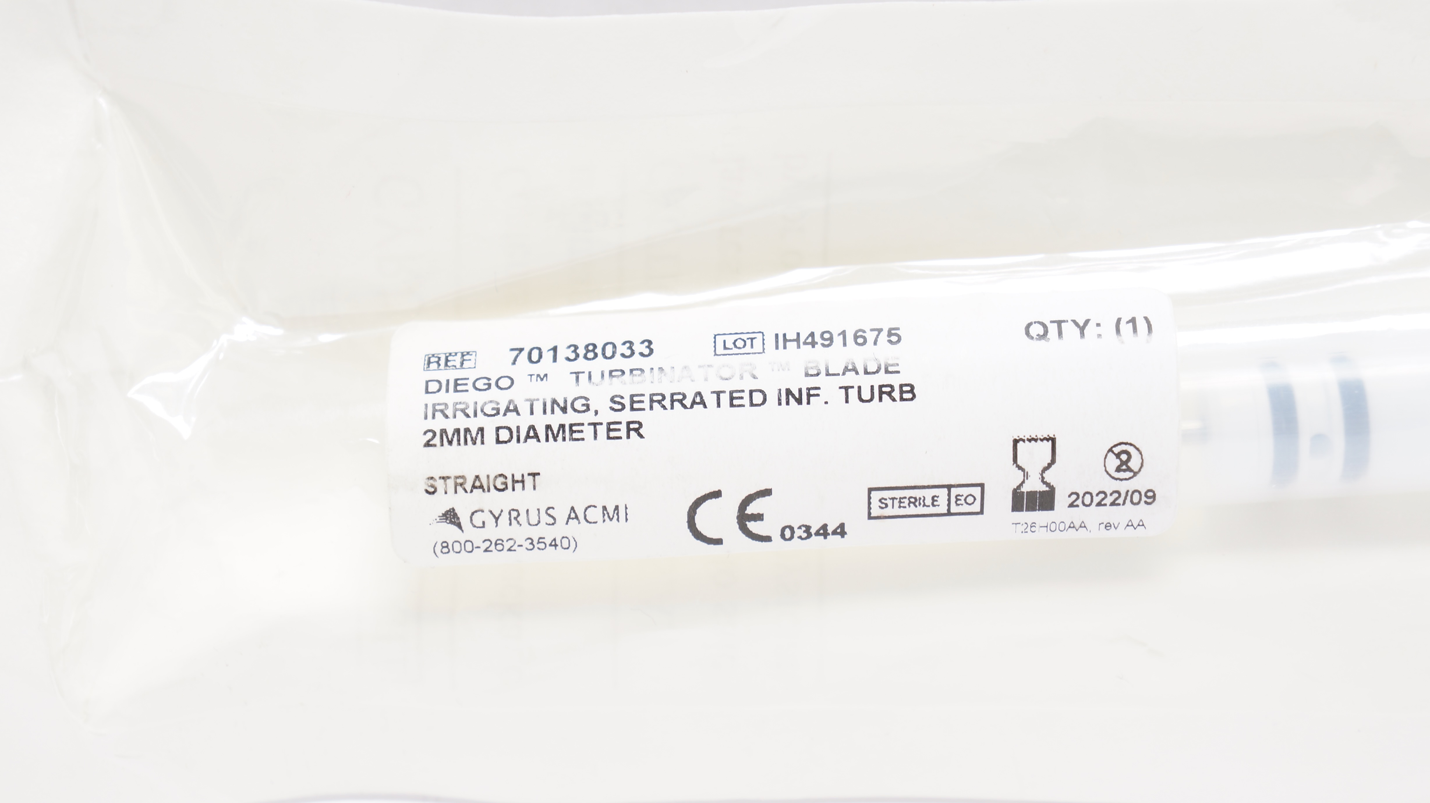 GYRUS ACMI 70138033 Diego Turbinator Blade Irrigating Serrated Inf Turb 2mm (x)