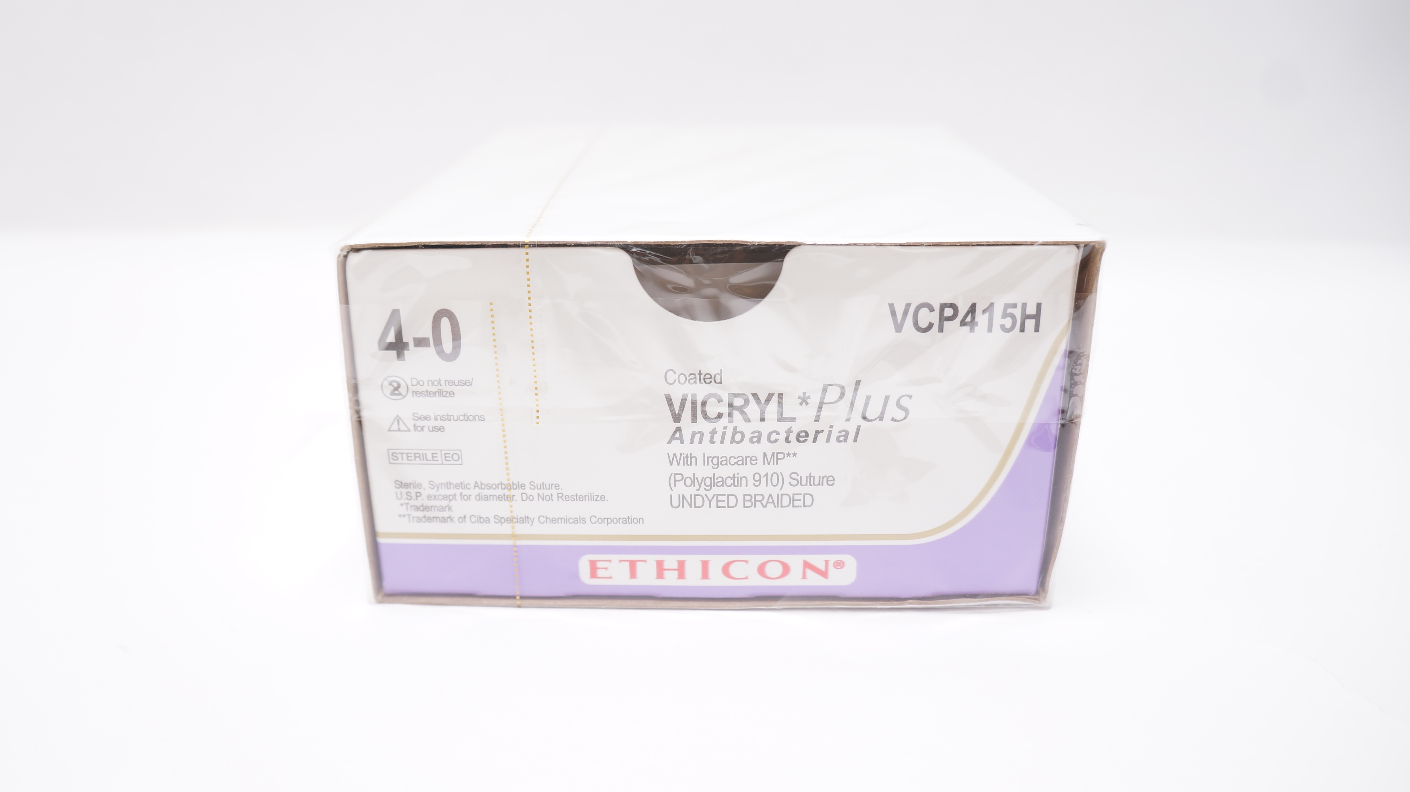 Ethicon VCP415H 4-0 Coated VICRYL Plus, SH, 26mm 1/2c Taper, 27in. (x)-Box of 36