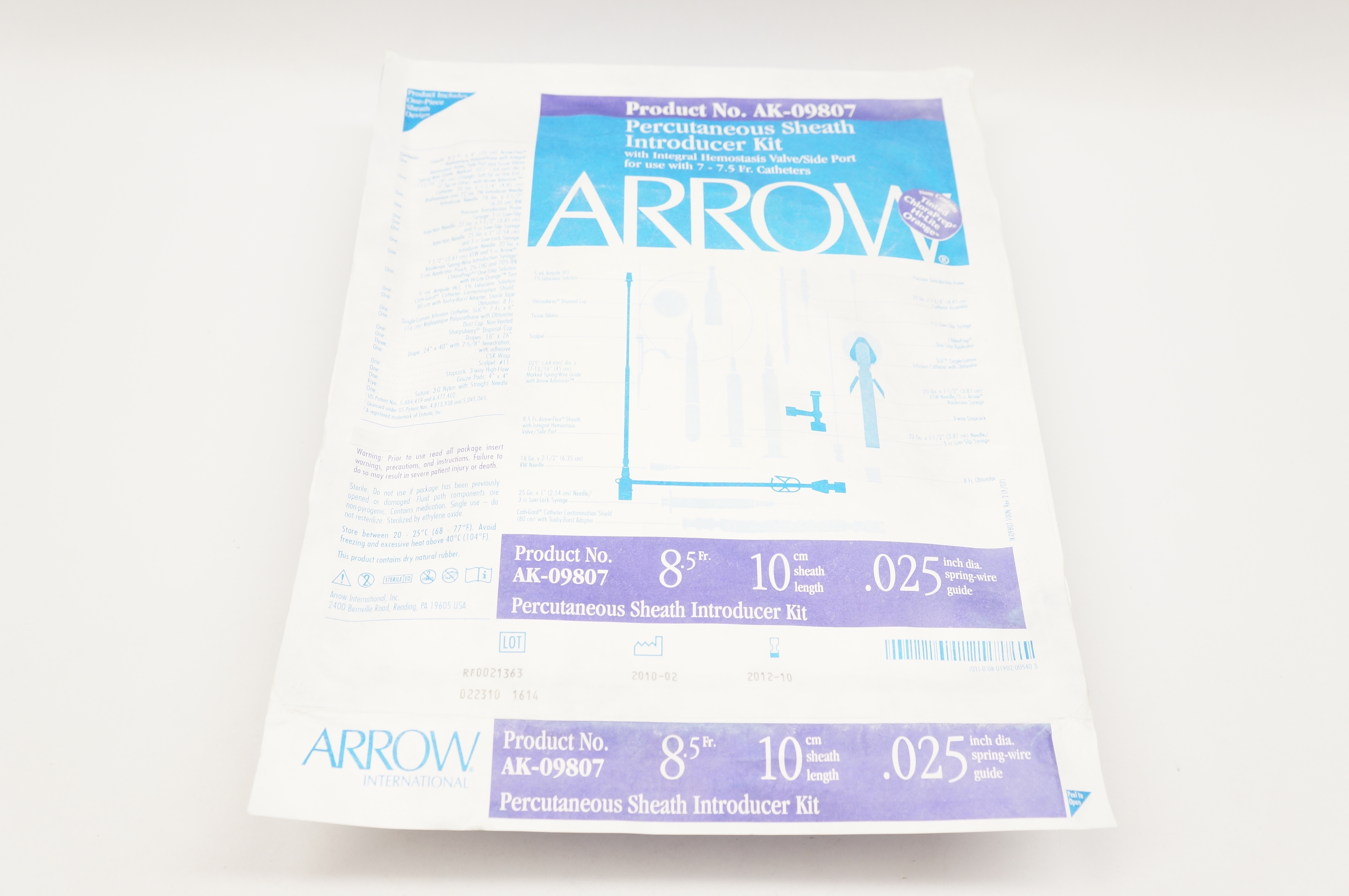 Arrow AK-09807 Percutaneous Sheath Introducer Kit 8.5Fr. x 10cm x 0.025inch (x)