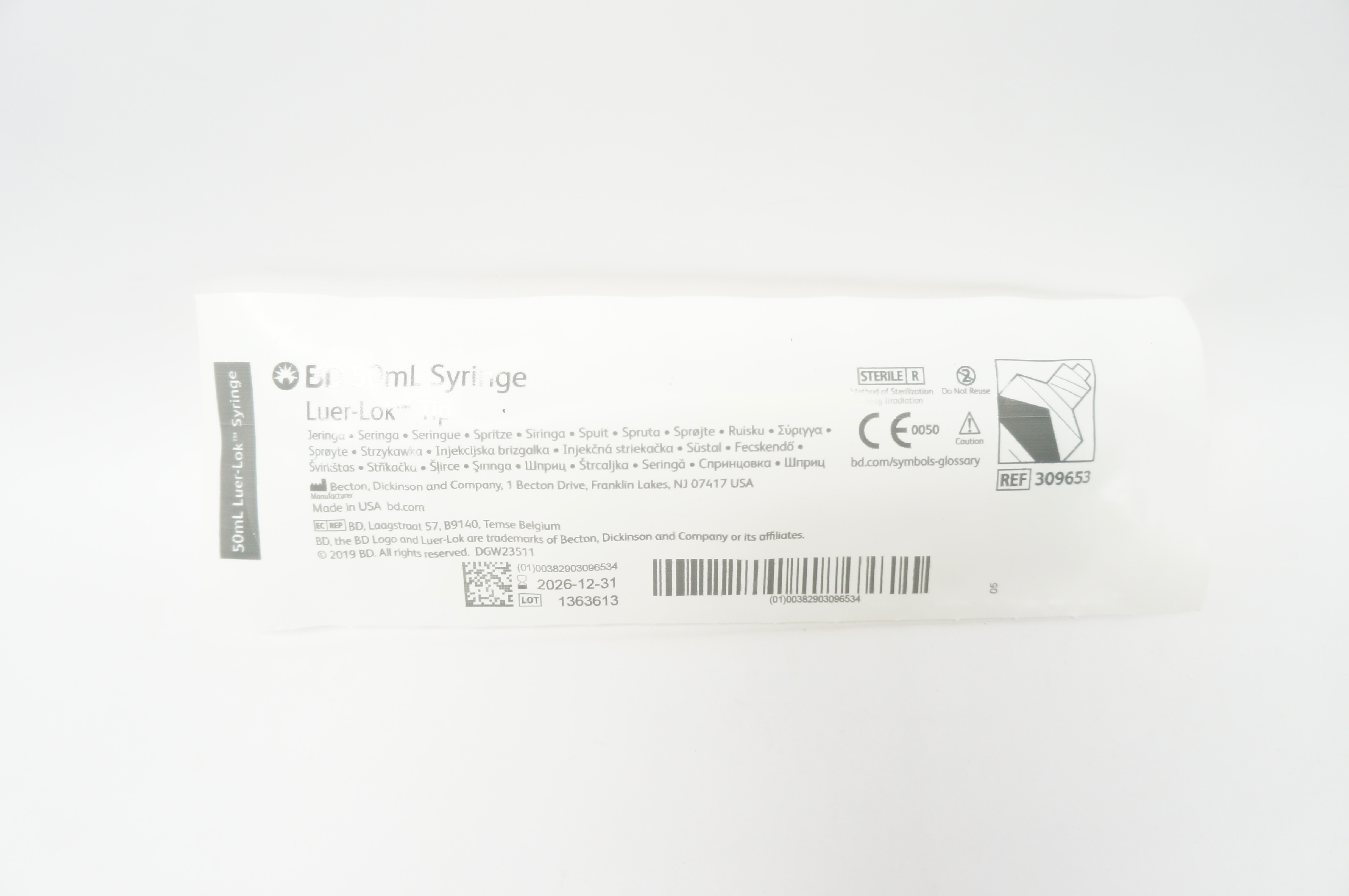 BD 309653 50ml Syringe Luer-Lok Tip
