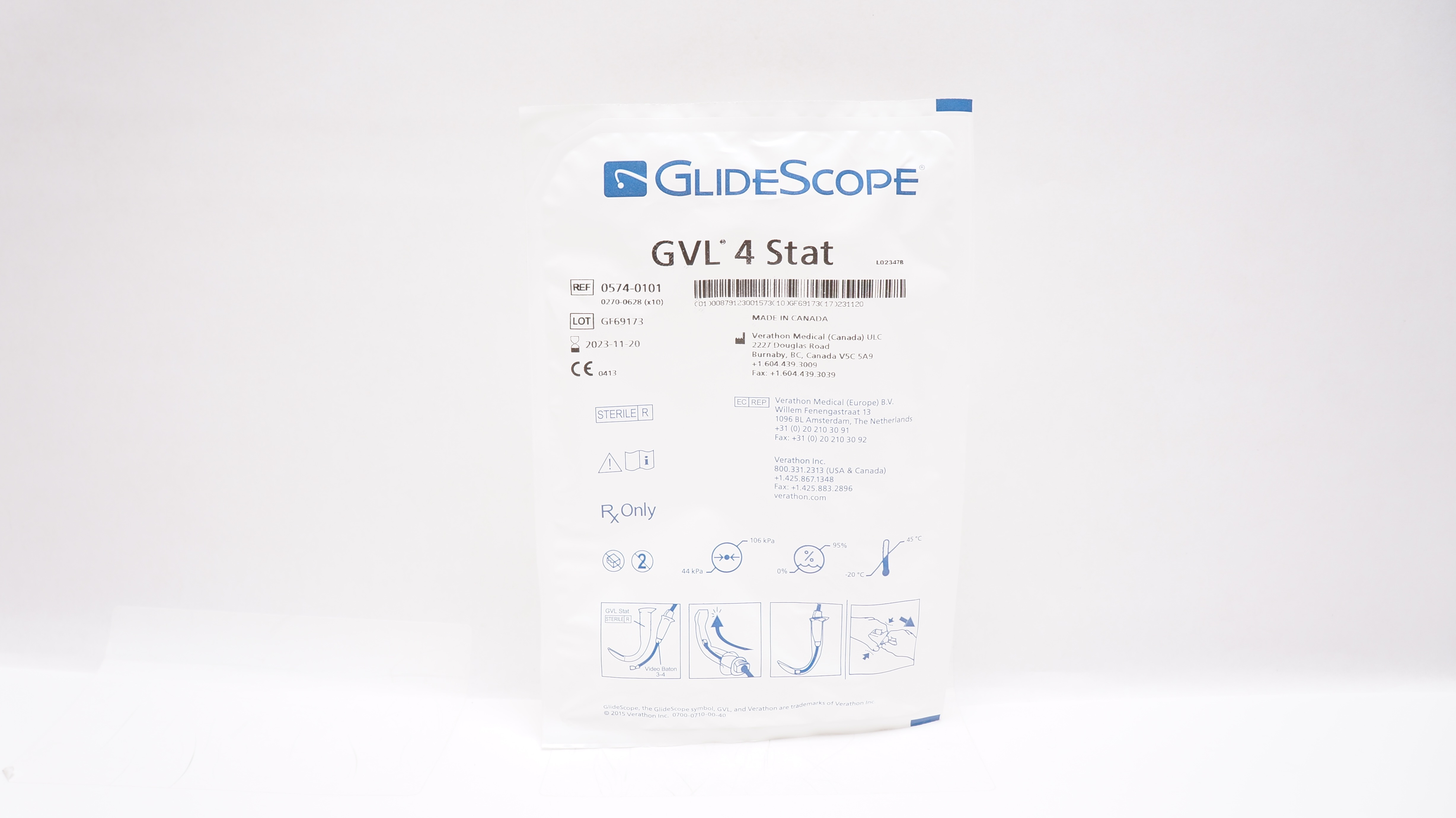Verathon Medical 0574-0101 GlideScope Video Laryngoscope GVL 4 Stat (x)