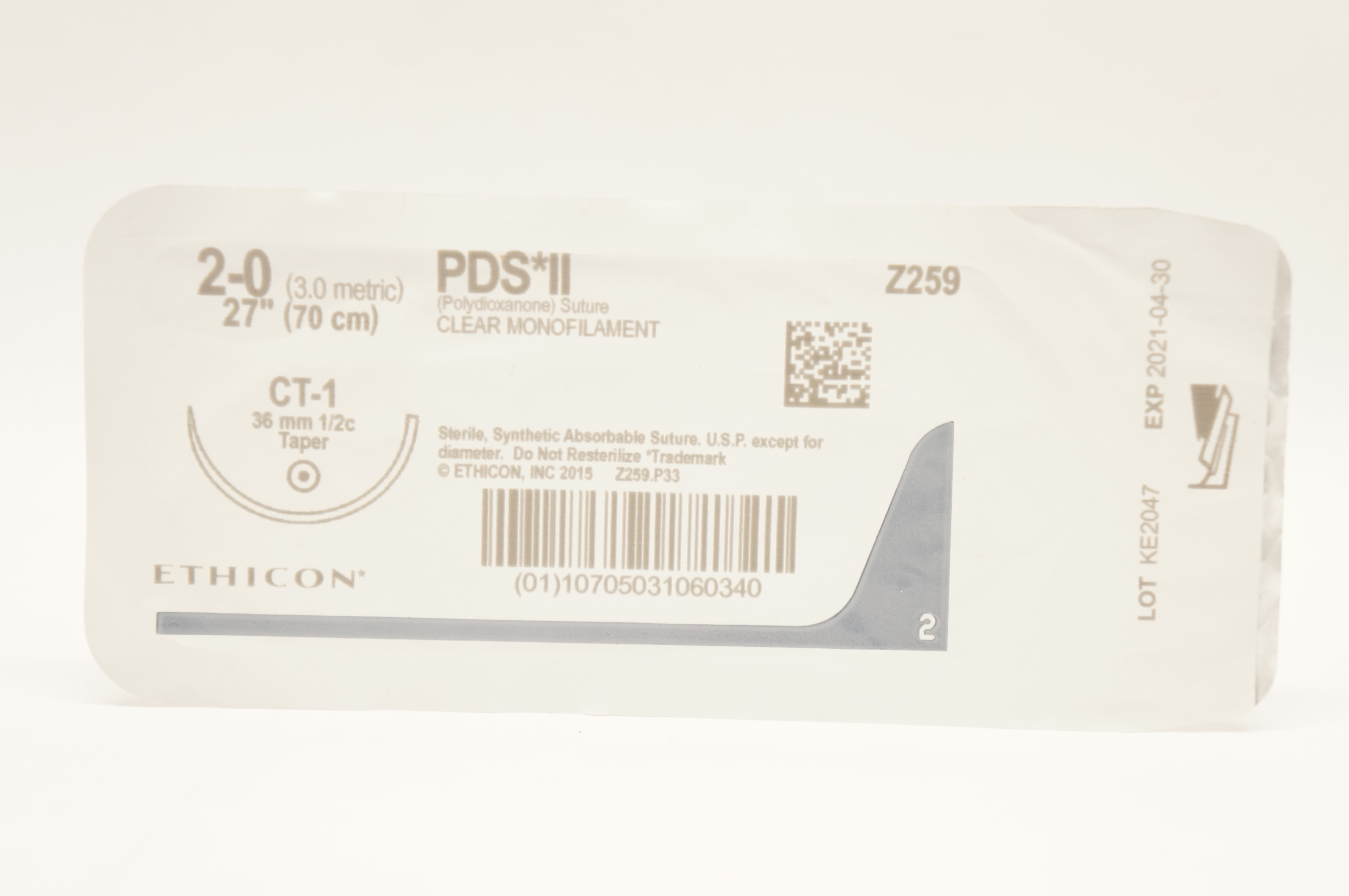Ethicon Z259 2-0 PDS II CT-1 36mm 1/2c Taper 27inch (x)