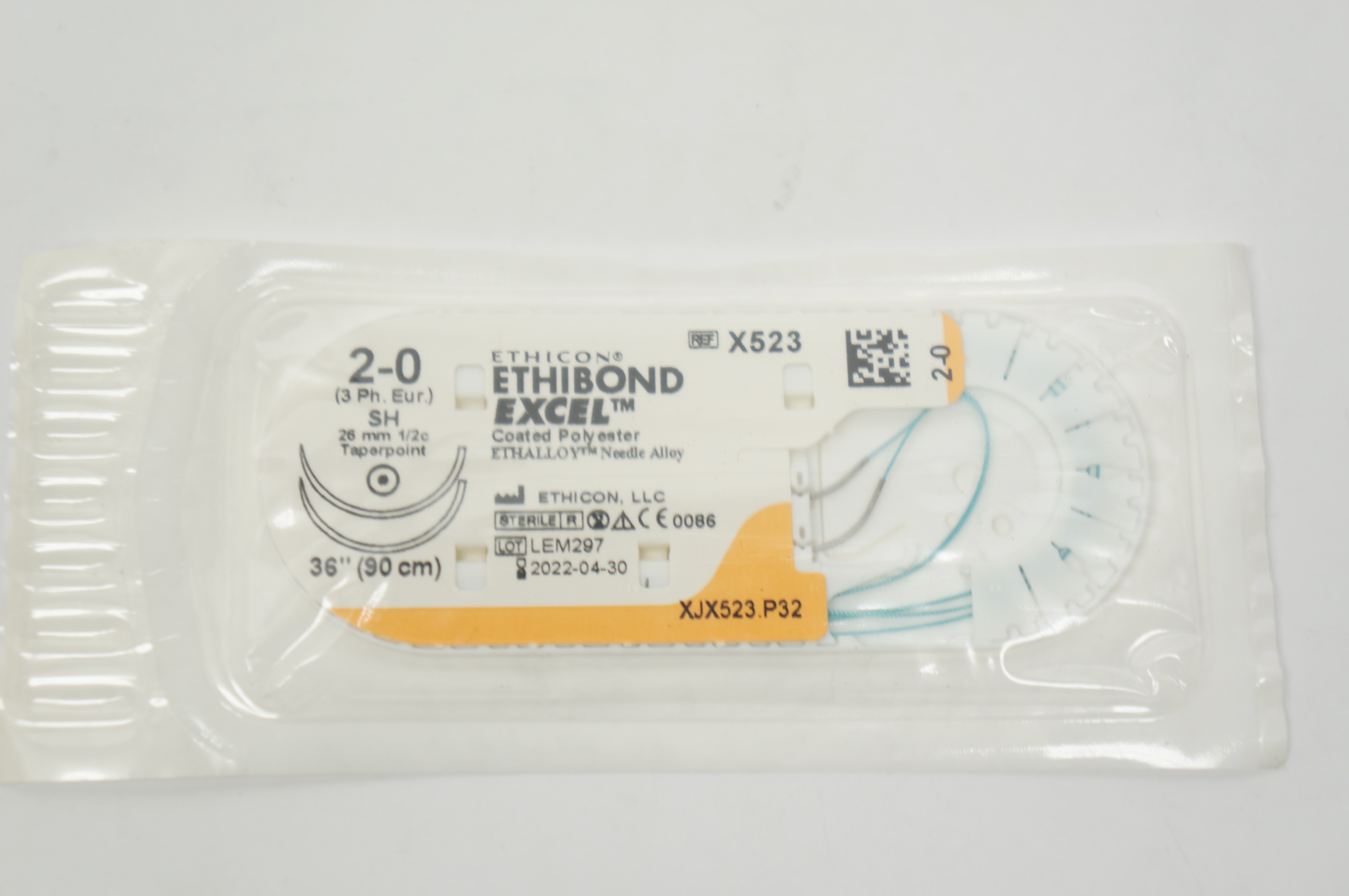 Ethicon X523 2-0 Ethibond Excel Surgical Stre SH 26mm 1/2c Taperpoint, 36inch (x)