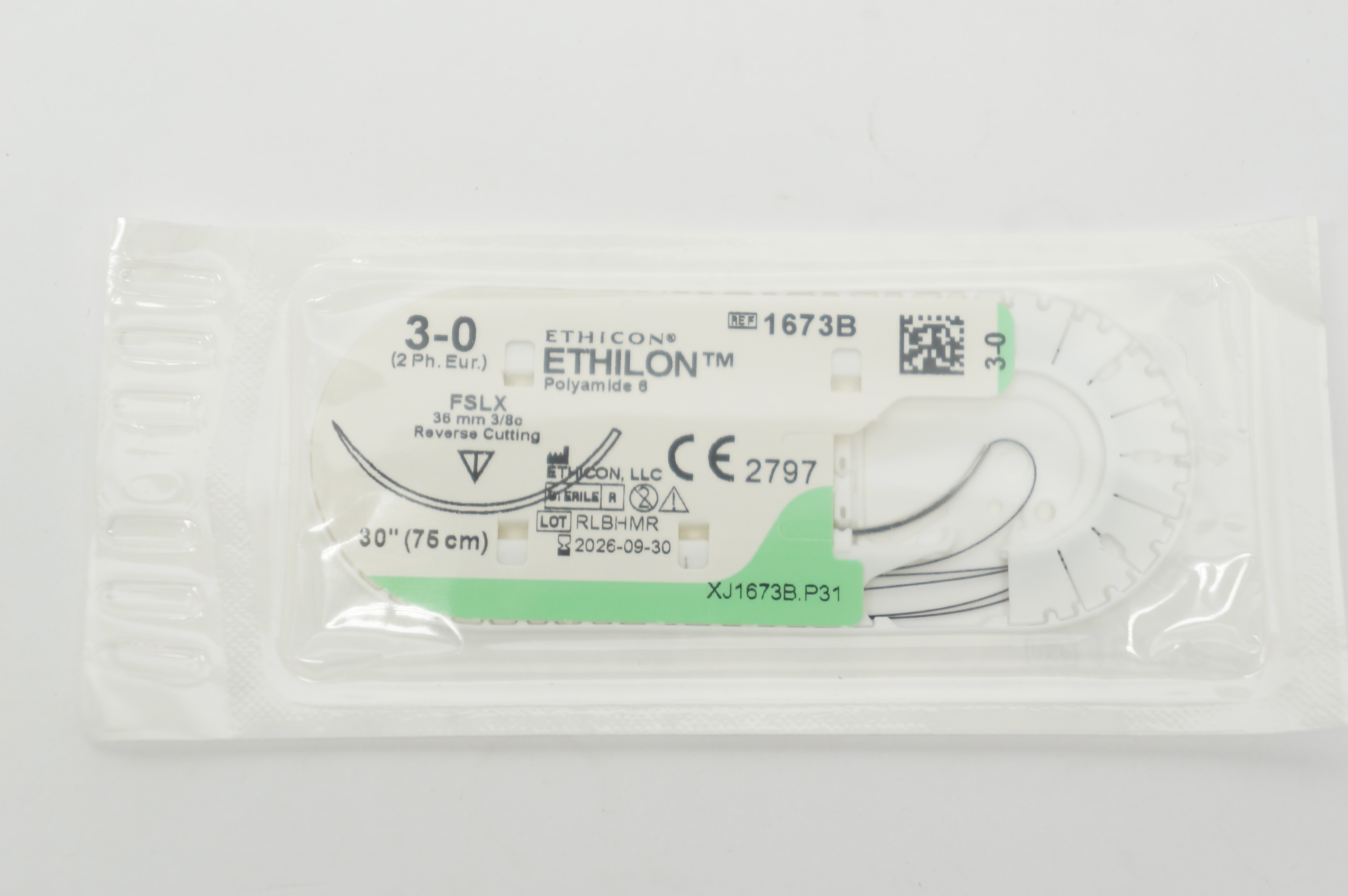 Ethicon 1673B 3-0 ETHILON Polyamide 6 Stre FSLX 36mm 3/8c Reverse Cutting 30inch