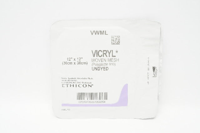 Ethicon VWML VICRYL Woven Mesh Polyglactin 910, Undyed 12inch x 12inch