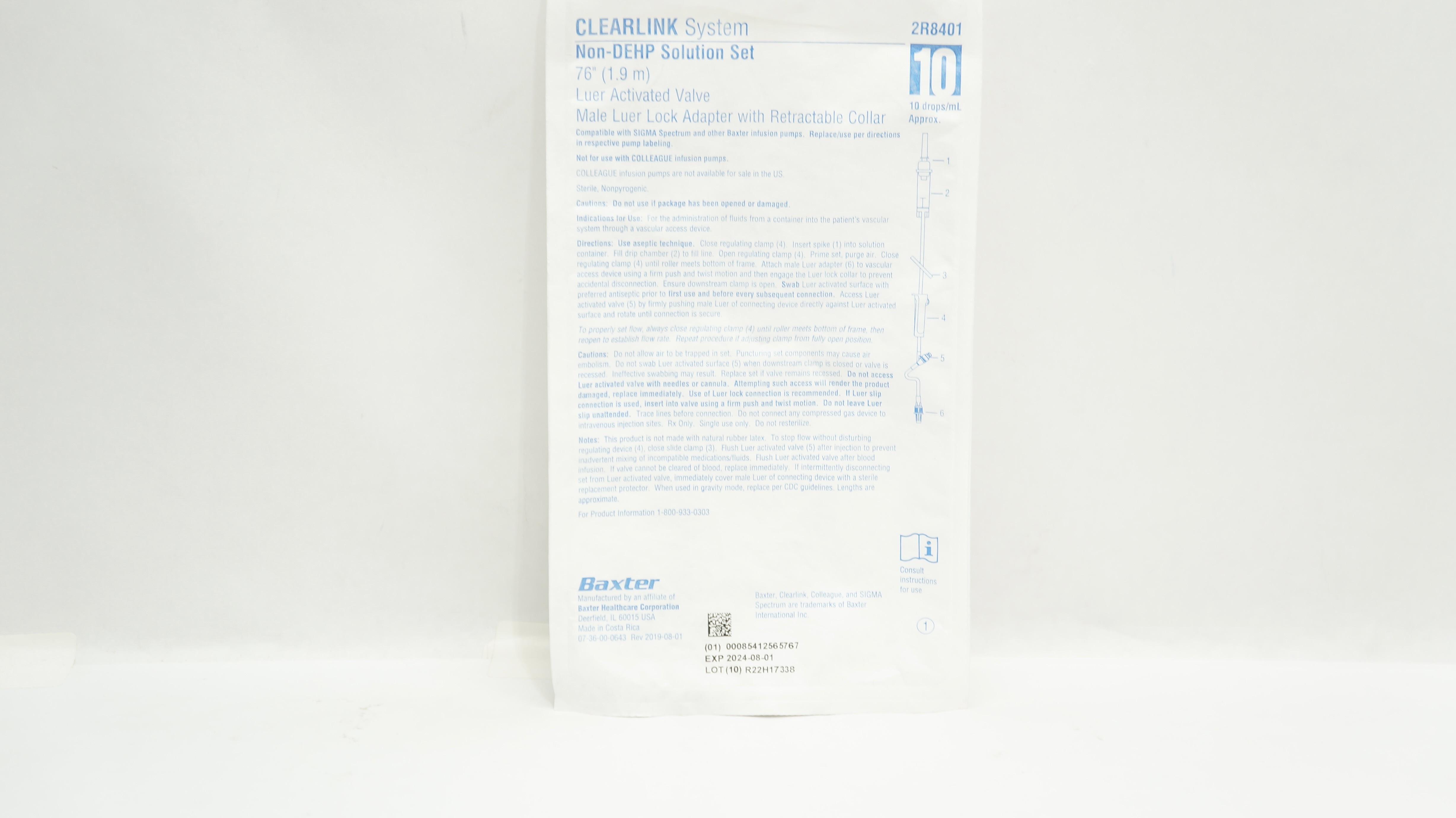 Baxter 2R8401 Cearlink System Non-Dehp Solution Set 76inch