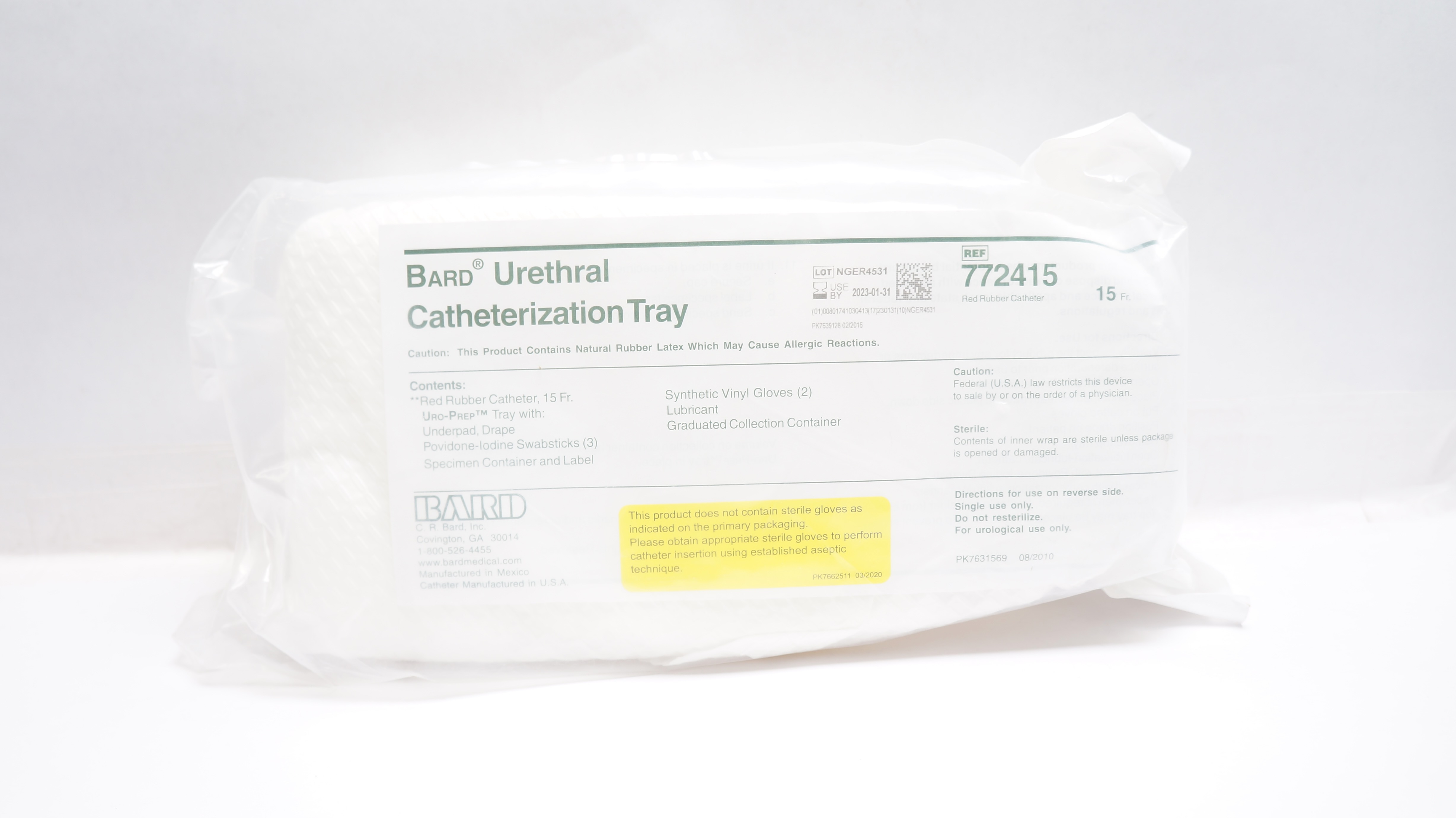 Bard 772415 Urethral Catheterization Tray 15Fr (x)