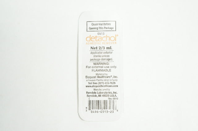 Eloquest Healthcare 0513 Ferndale Laboratories Detachol Adhesive Remover 2/3mL