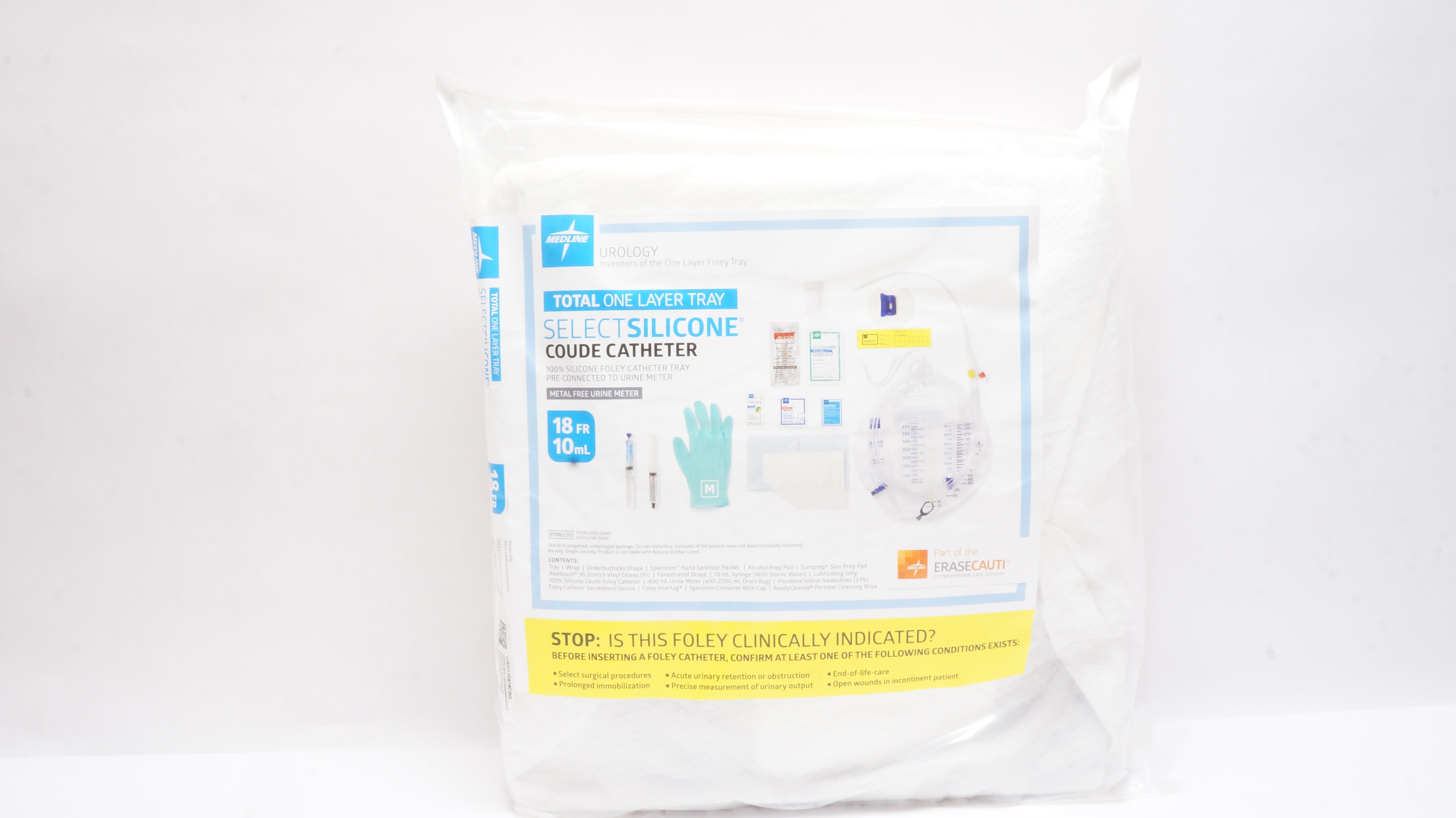 Medline URO170818CSQ Select Silicone One Layer Foley Cath. Tray 18Fr x 10mL (x)
