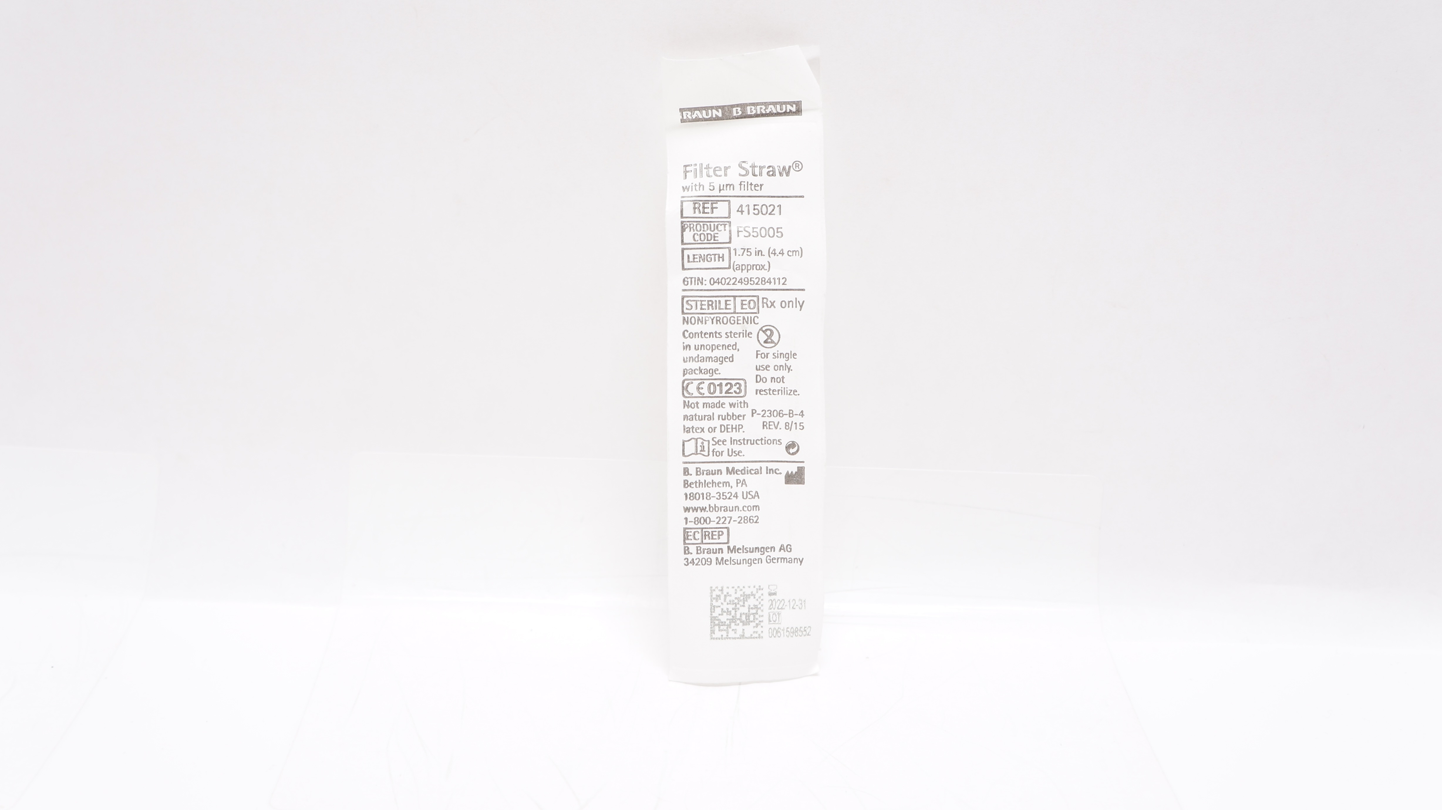 B.Braun Medical 415021 Filter Straw with 5μm Filter Length 1.75inch (x)