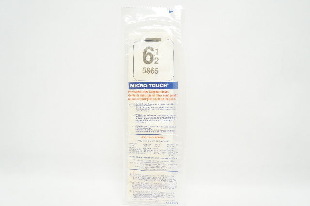 Ansell 5865 Micro-Touch Powdered Latex Surgical Gloves, Size 6-1/2