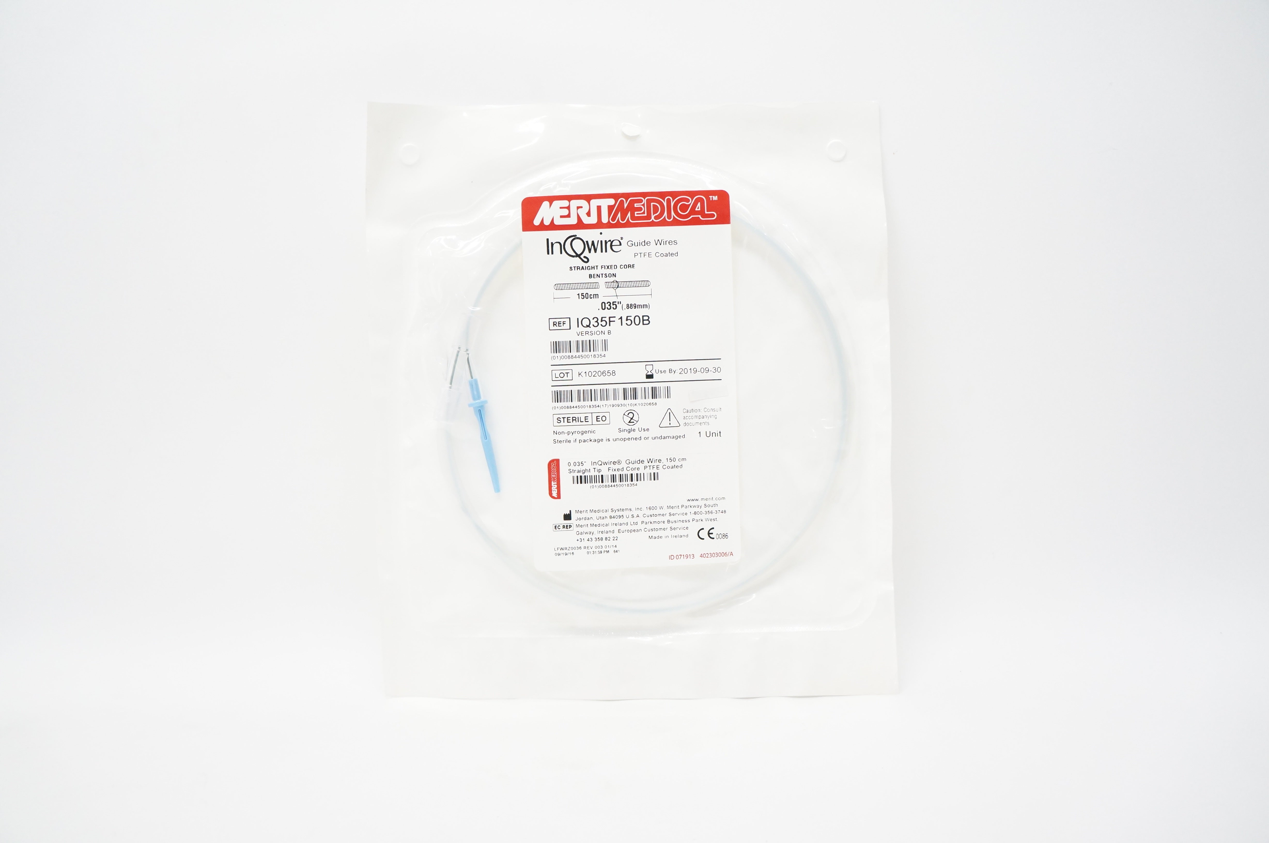 Merit Medical IQ35F150B InQwire Guid Wire Straight Fixed Core 0.035inch (x)