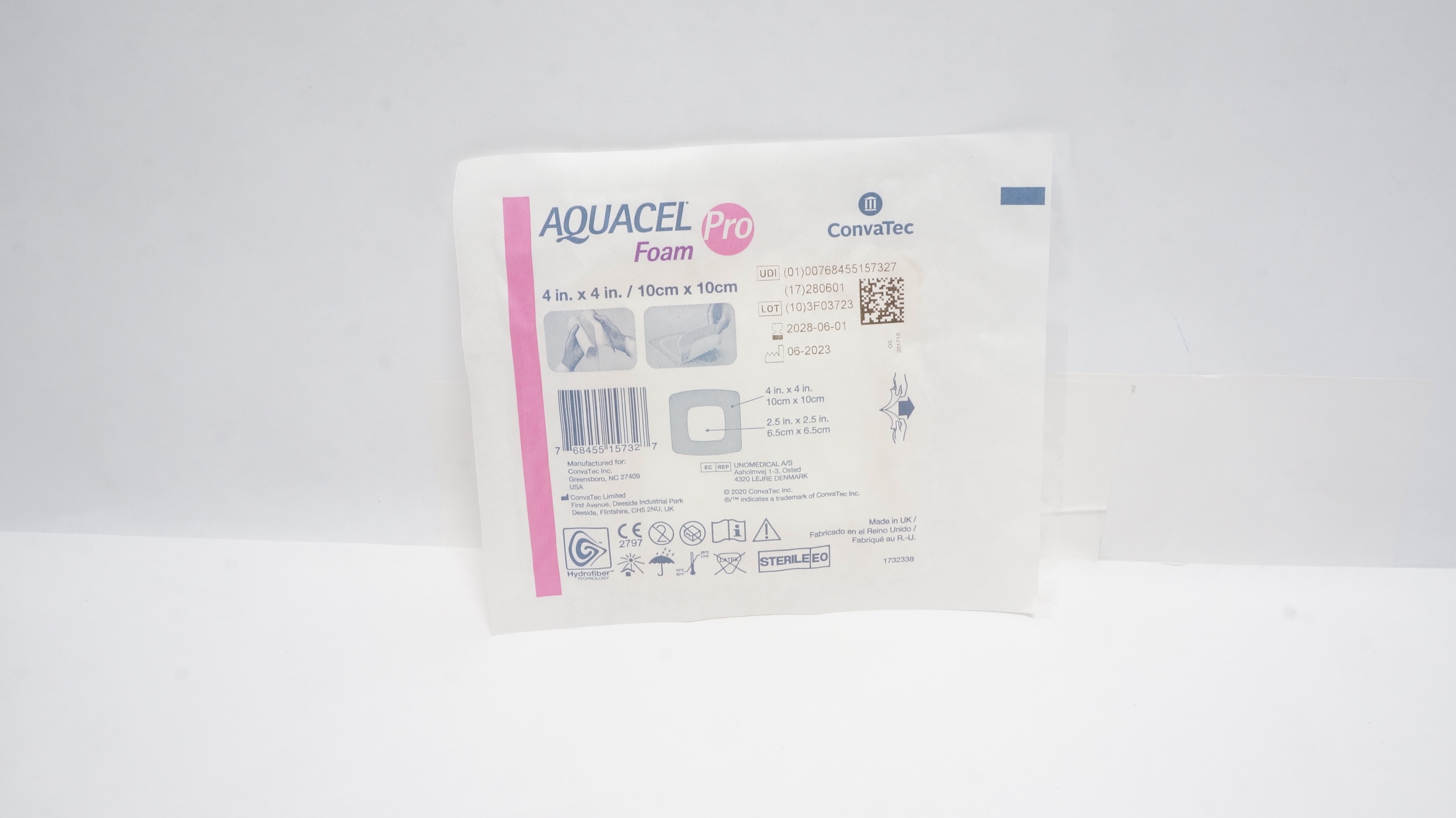 ConvaTec Aquacel Pro Adhesive Silicone Foam Dressing 4x4in