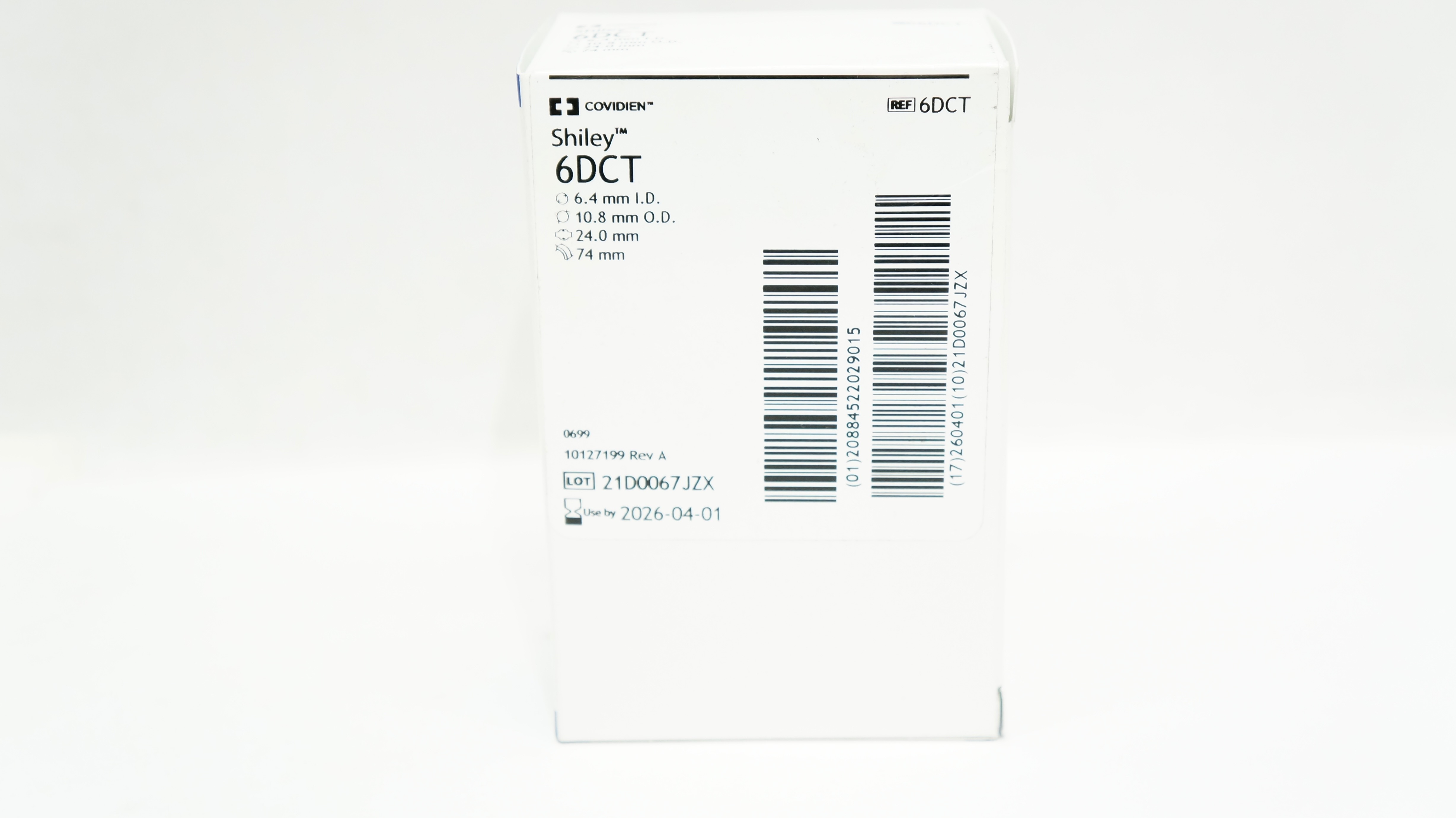 Covidien 6DCT Shiley Tracheostomy Tube Cuffed 6.4 I.D. x 10.8 O.D. x 24.0 x 74mm