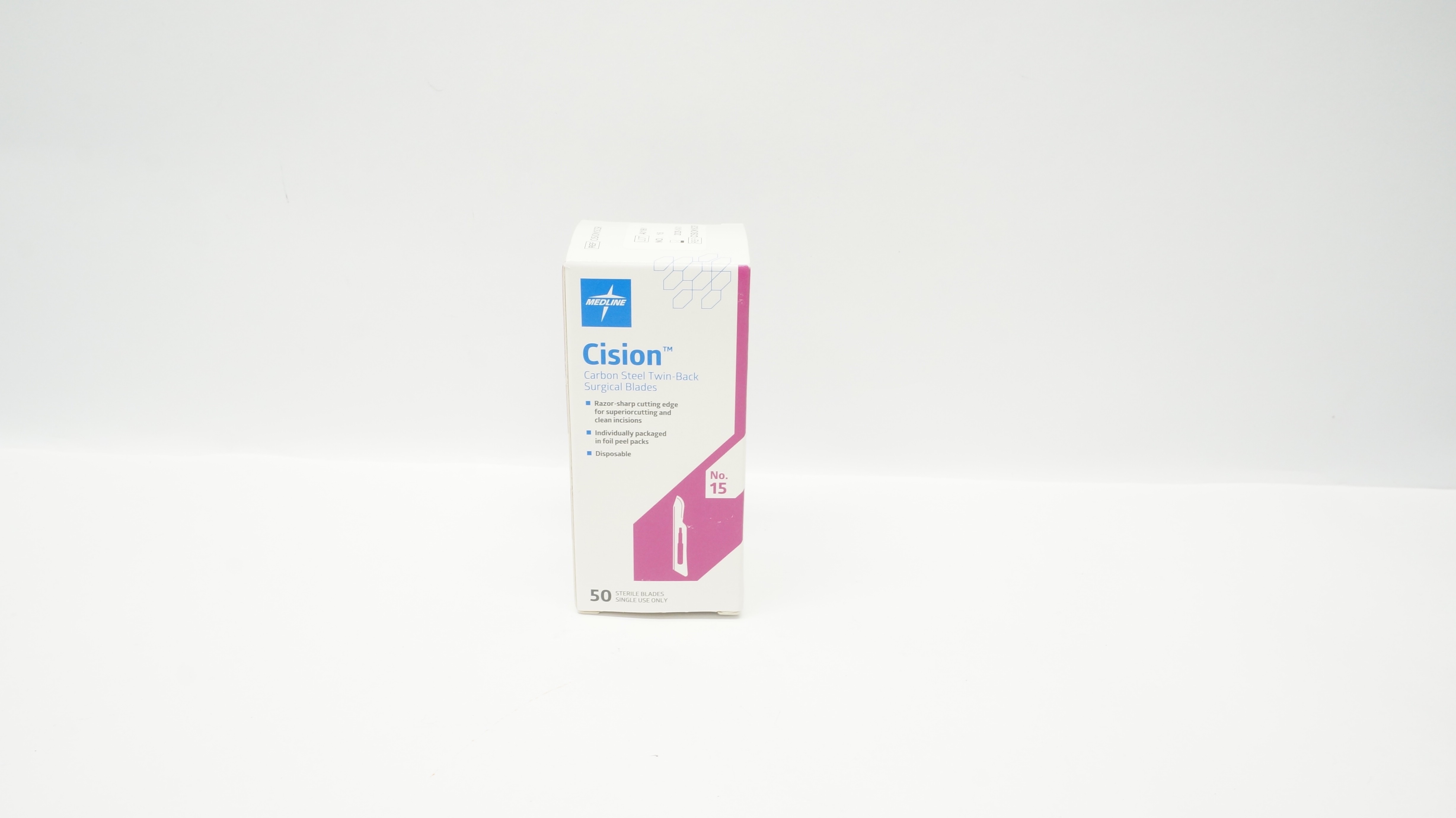 Medline CISION15CSR Cision #15, Twin-Back Carbon-Steel,Surgical Blades-Box of 50