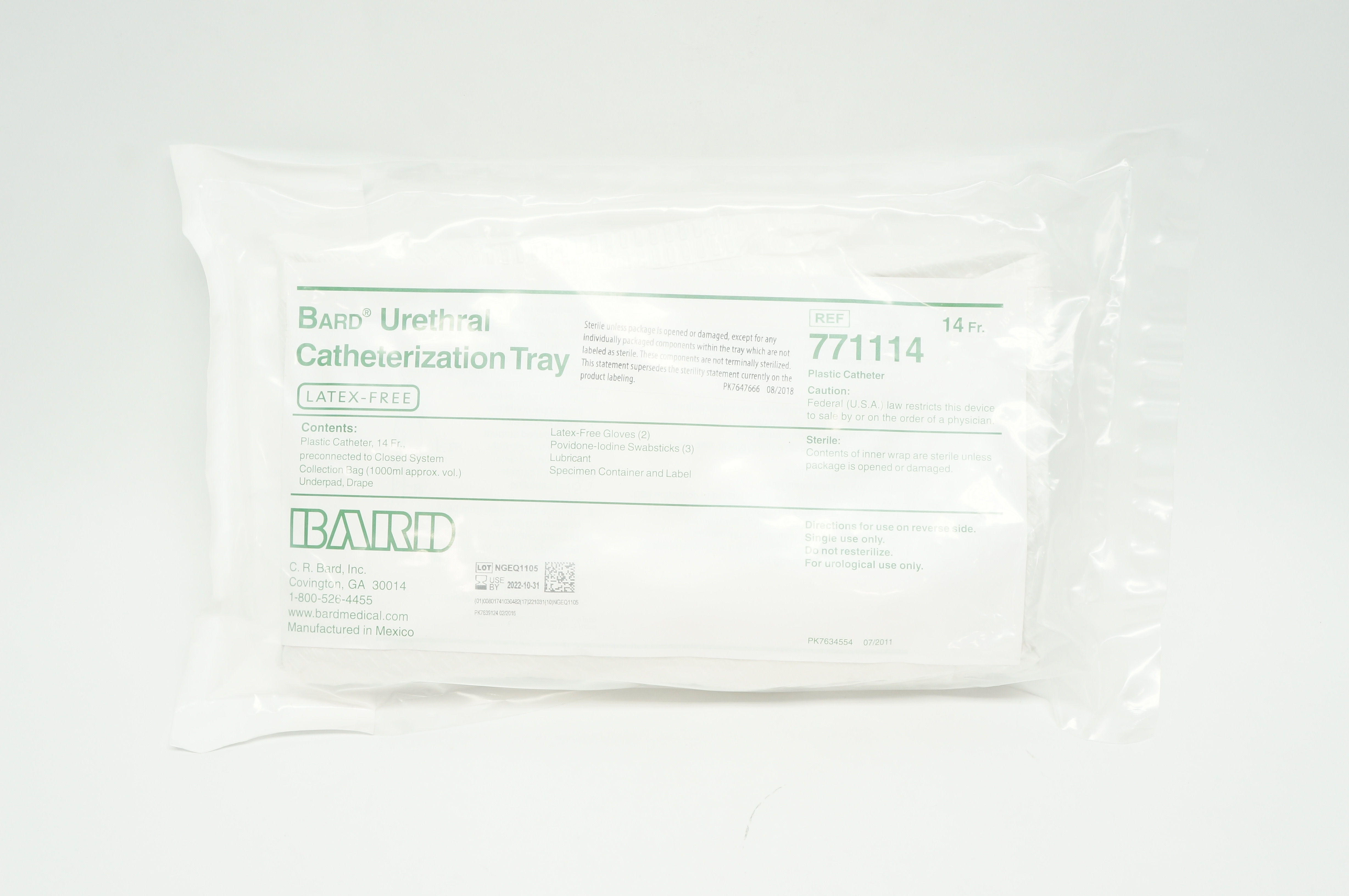 Bard 771114 Urethral Catheterization Tray, 14Fr