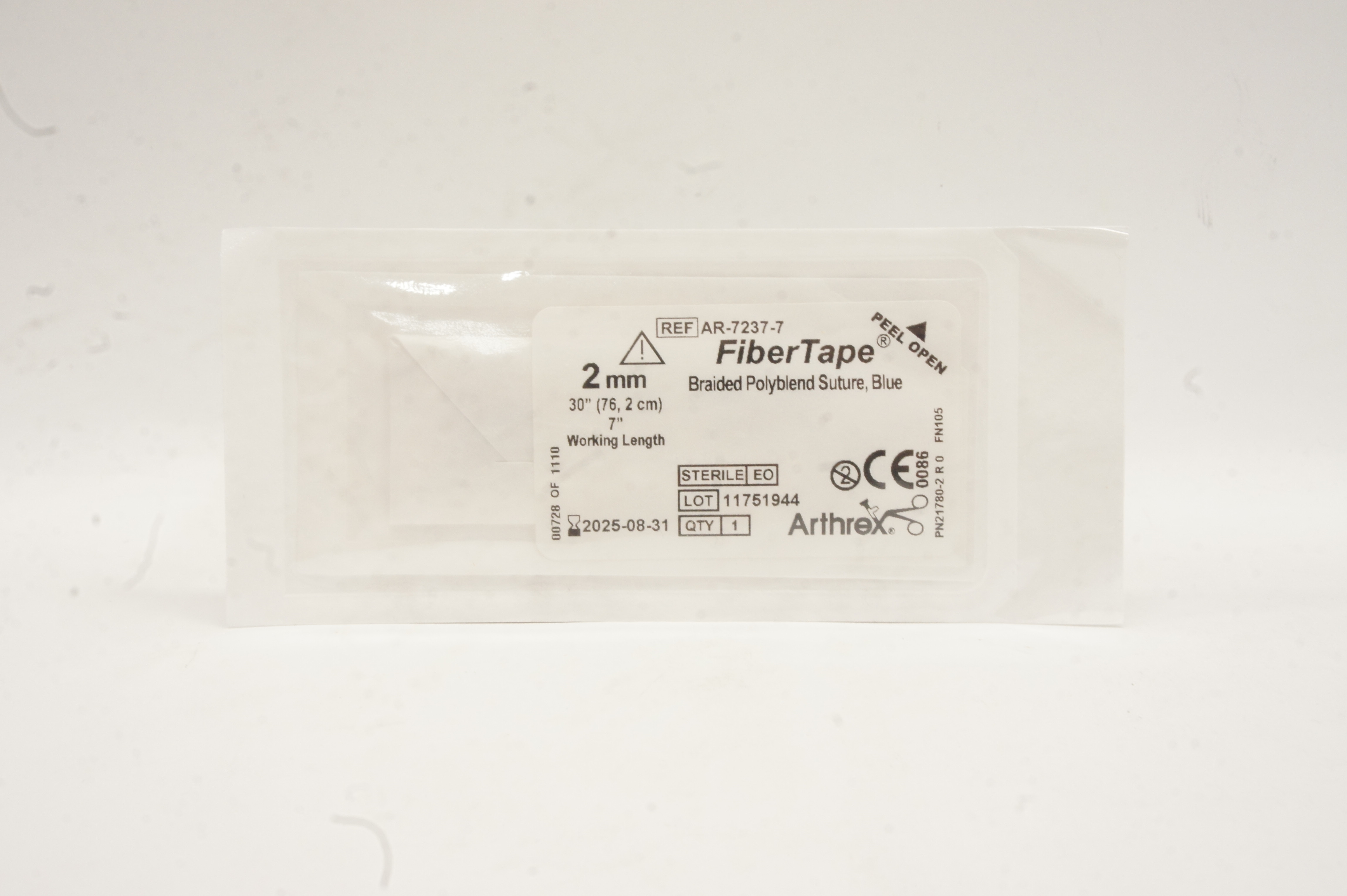 Arthrex AR-7237-7 FiberTape Braided Polyblend Stre Blue 2mm x 30inch x 7inch