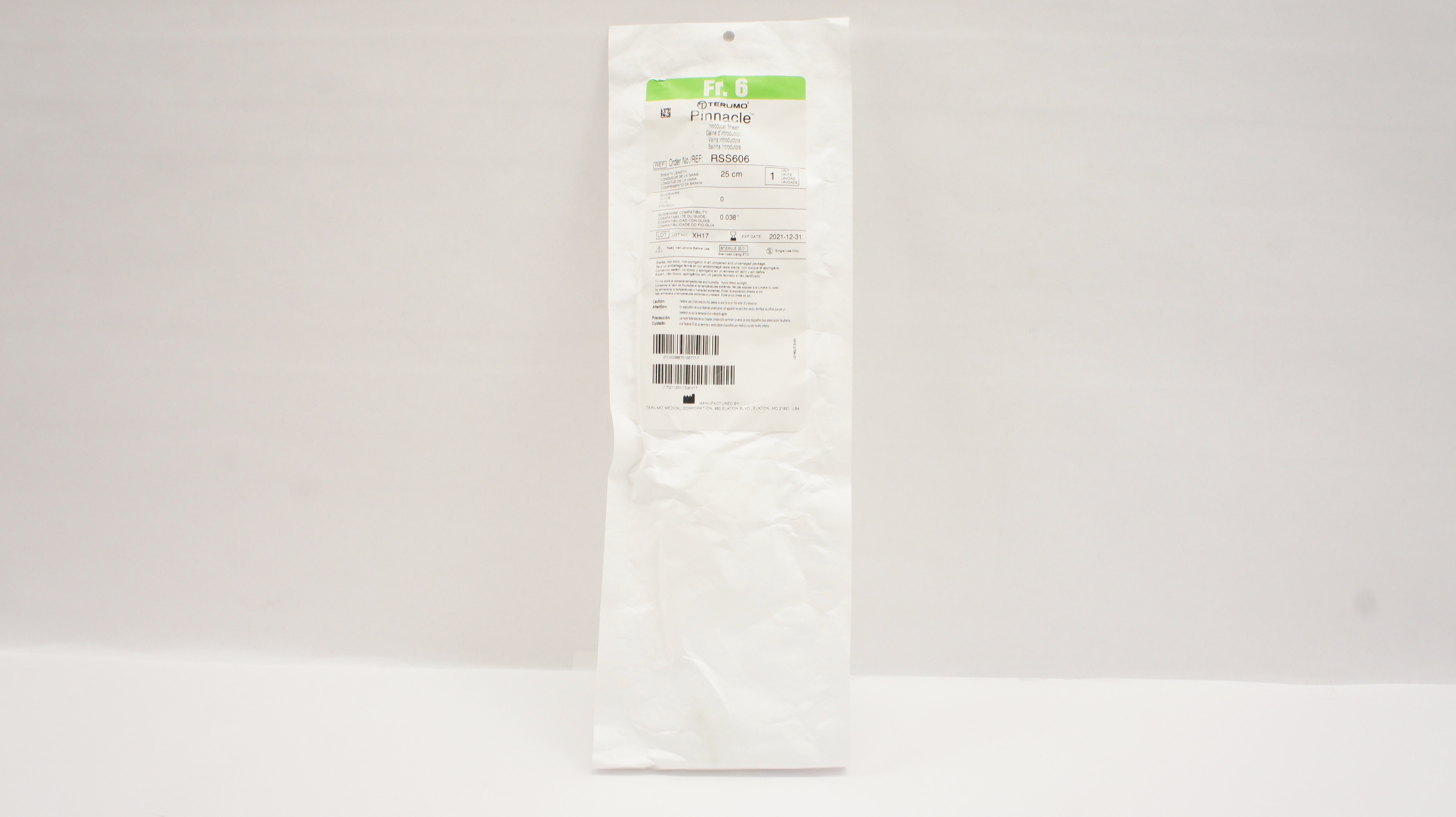 Terumo RSS606 Pinnacle Introducer Sheath 6Fr. x 25cm (x)