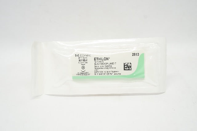 Ethicon 2813 9-0 Ethilon Nylon Stre BV130-4  5.0mm 3/8c Taper, 5inch