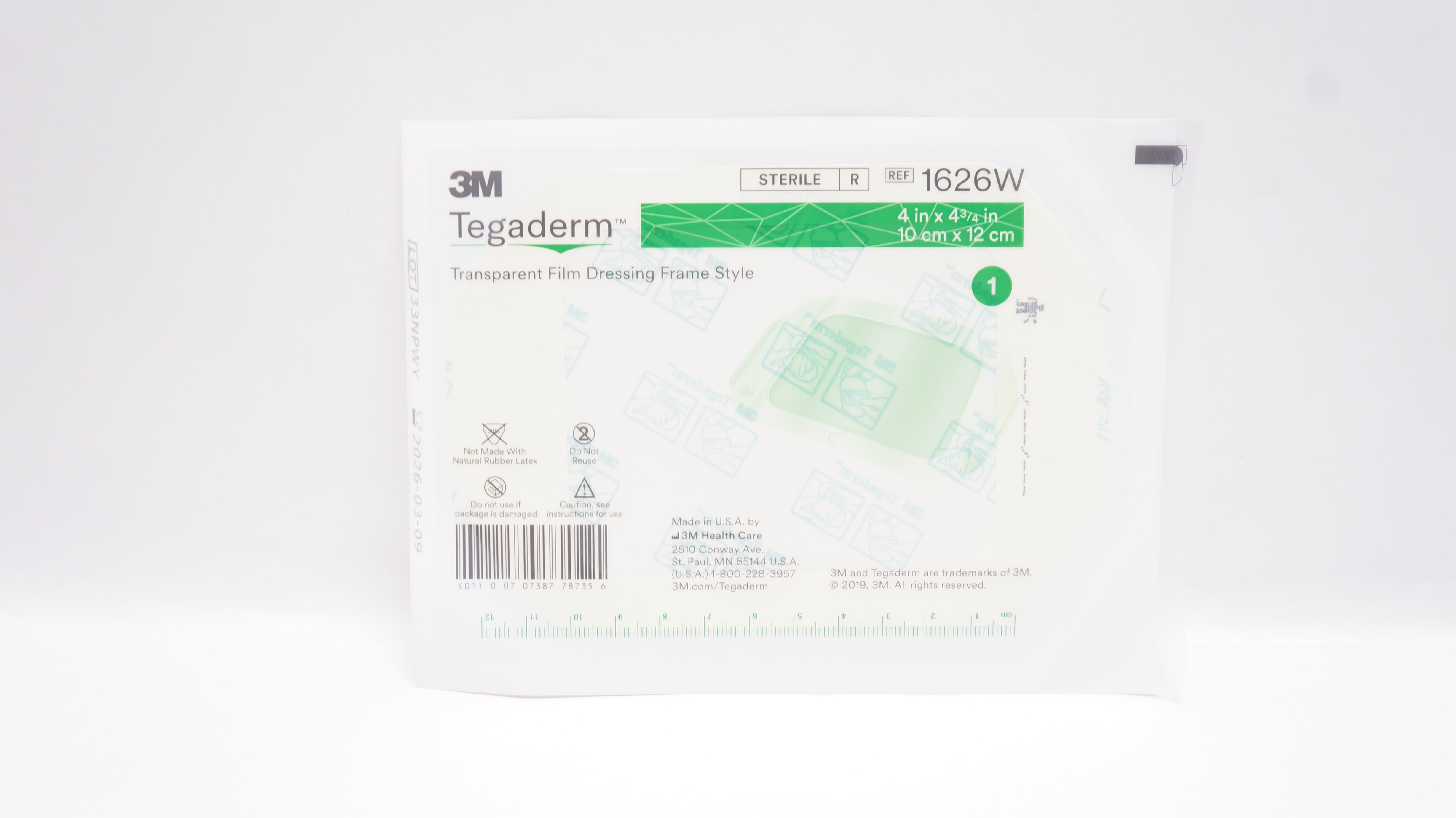 3M 1626W Tegaderm Transparent Film Dressing Frame Style 4inch x 4 3/4inch