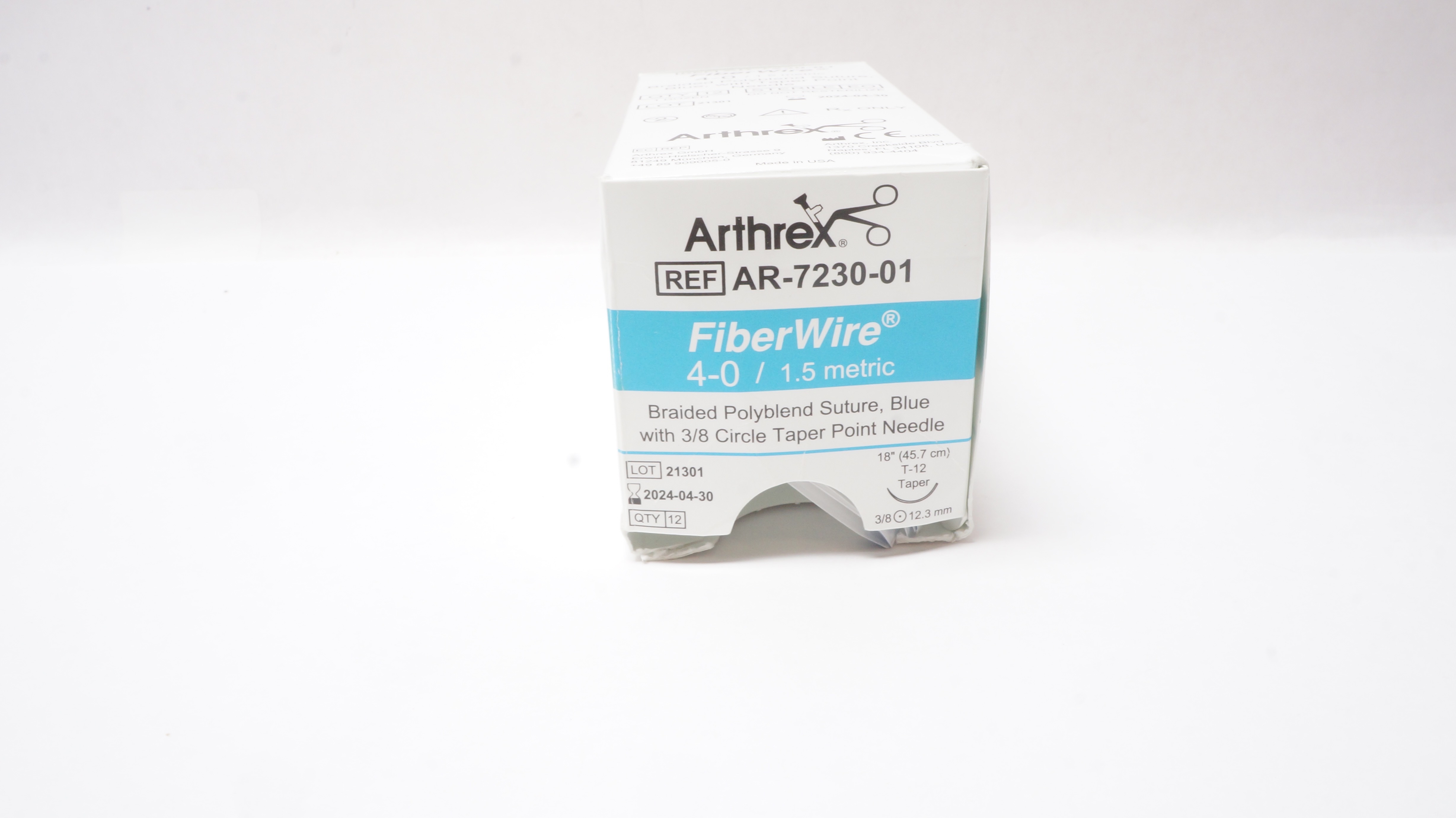 Arthrex AR-7230-01 4-0 FiberWire Stre T-12 3/8 12.3mm Taper 18inch - Box of 8