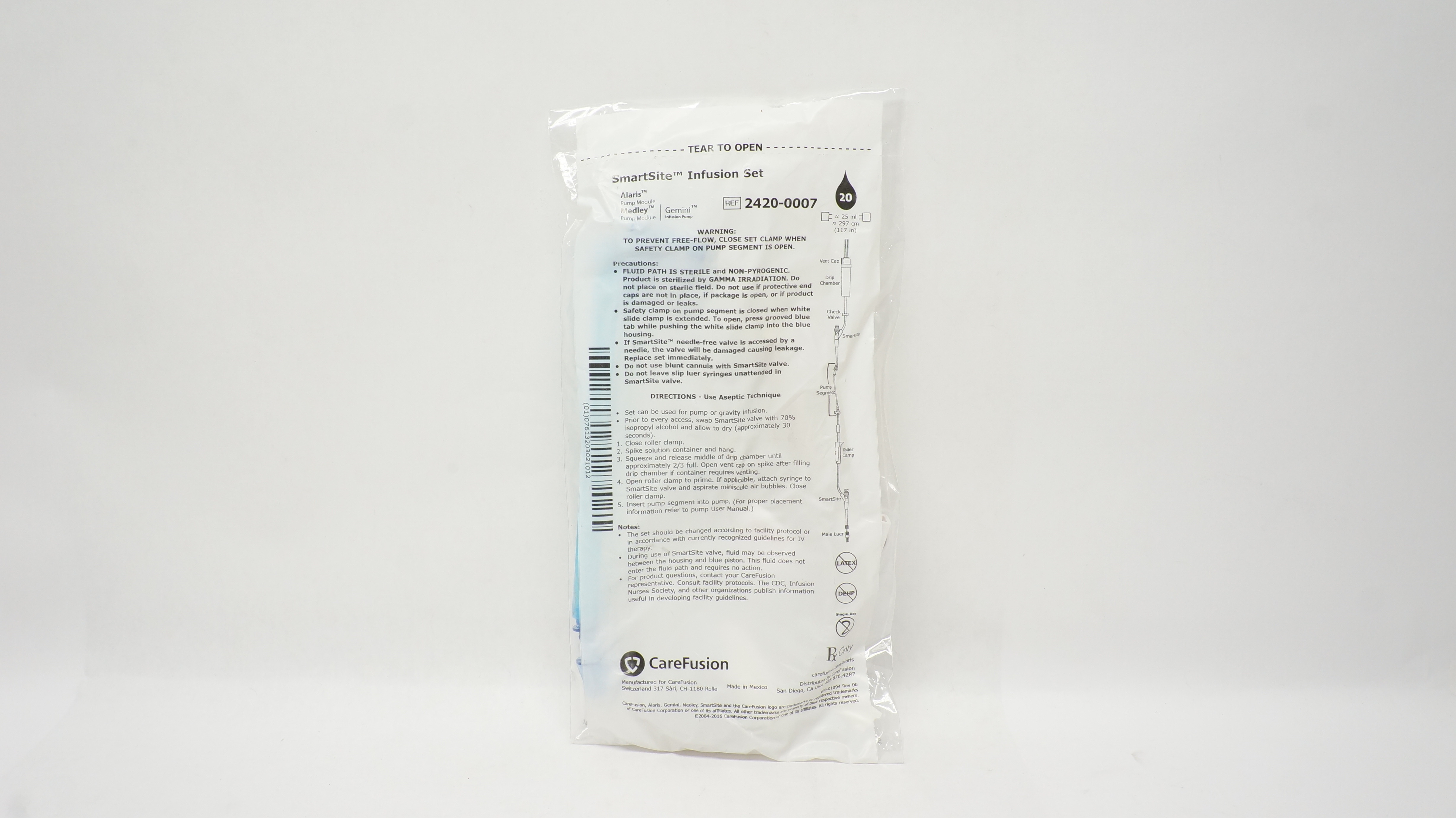 CareFusion 2420-0007 SmartSite Infusion Set 20 Drops, 25ml x 117inch (x)